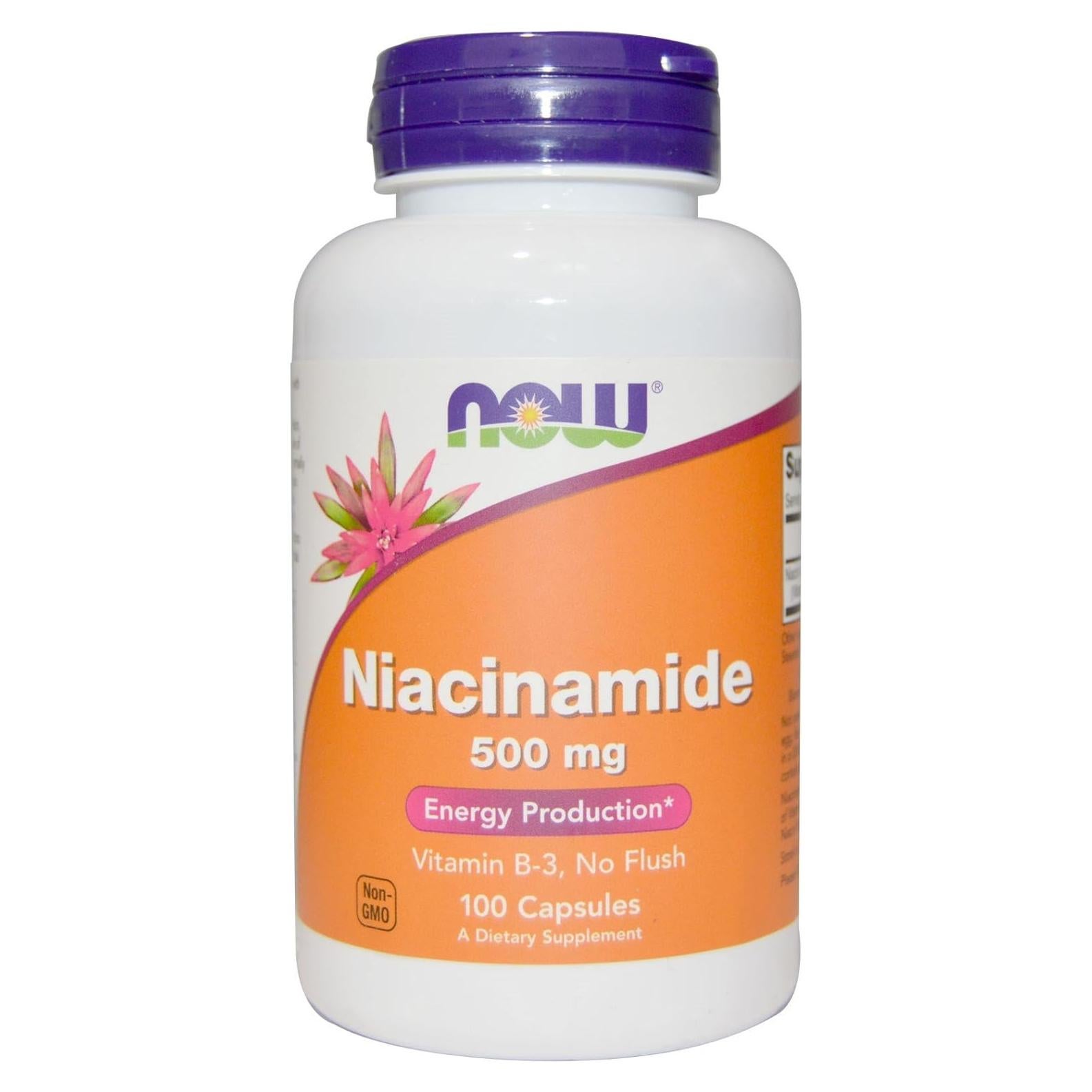 Niacinamida 500mg 100 Cápsulas NOW Foods - Vitamina B3 Vegana