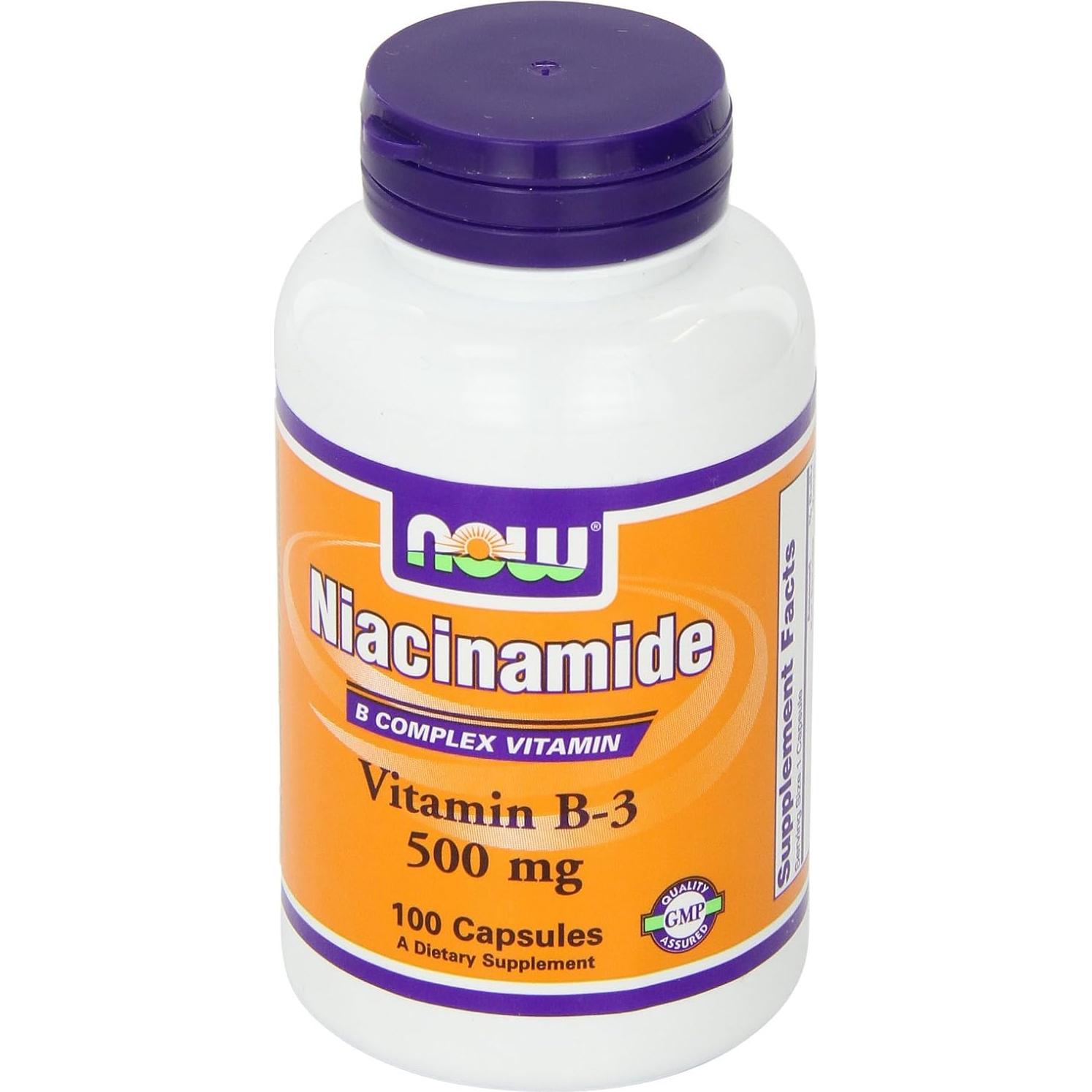 Niacinamida 500mg 100 Cápsulas NOW Foods - Vitamina B3 Vegana