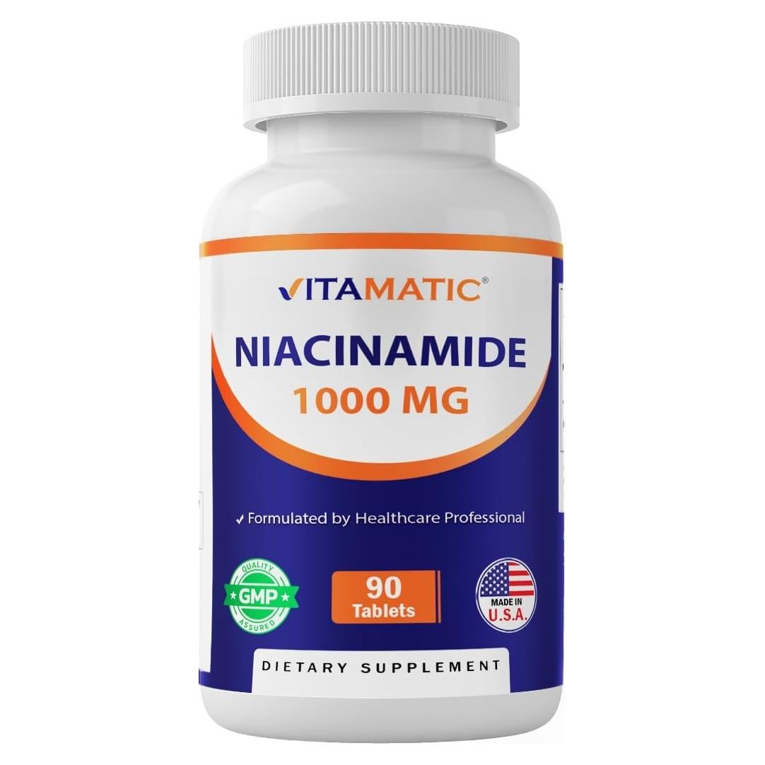Vitamatic Niacinamida 1000 mg 90 Tabletas - Vitamina B3 Sin Enrojecimiento