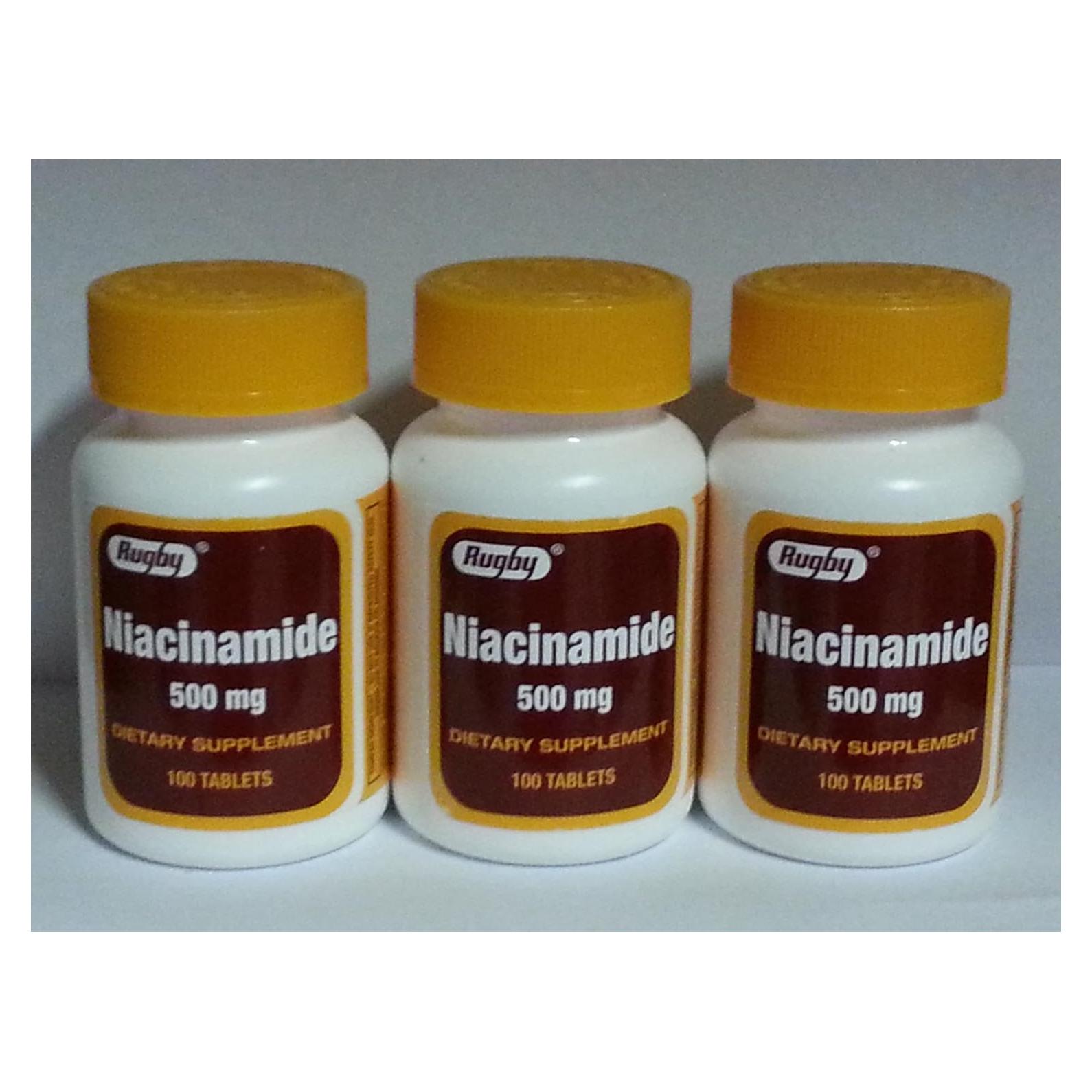 Tabletas de Niacinamida 500mg Rugby - Paquete de 3