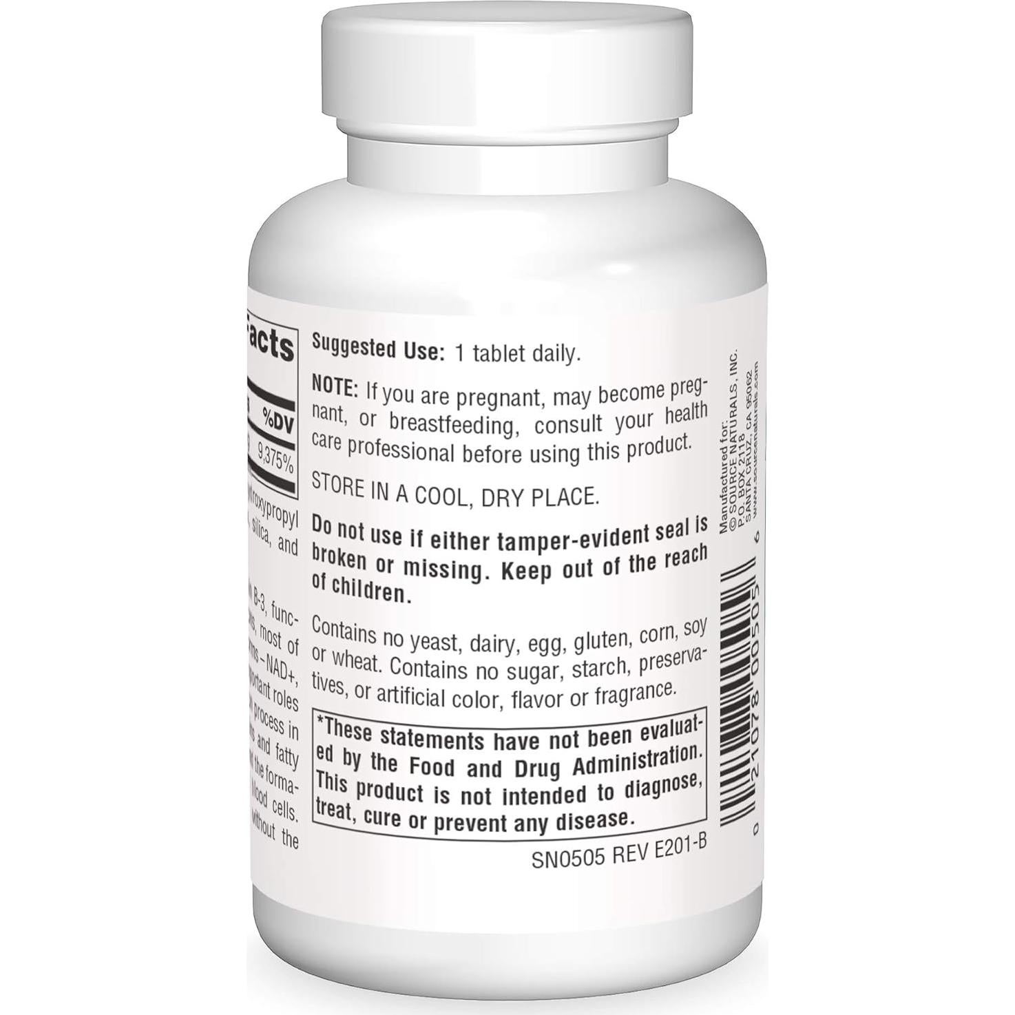 Suplemento Dietético Niacinamida B-3 Source Naturals 1500 mg - 50 Tabletas