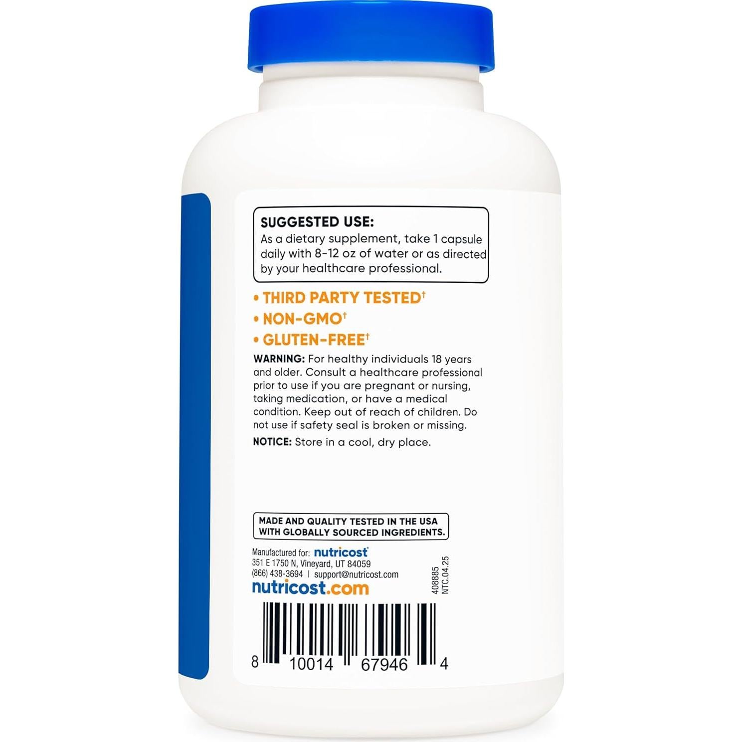 Nutricost Ácido Pantoténico 500mg - 240 Cápsulas Vitamina B5