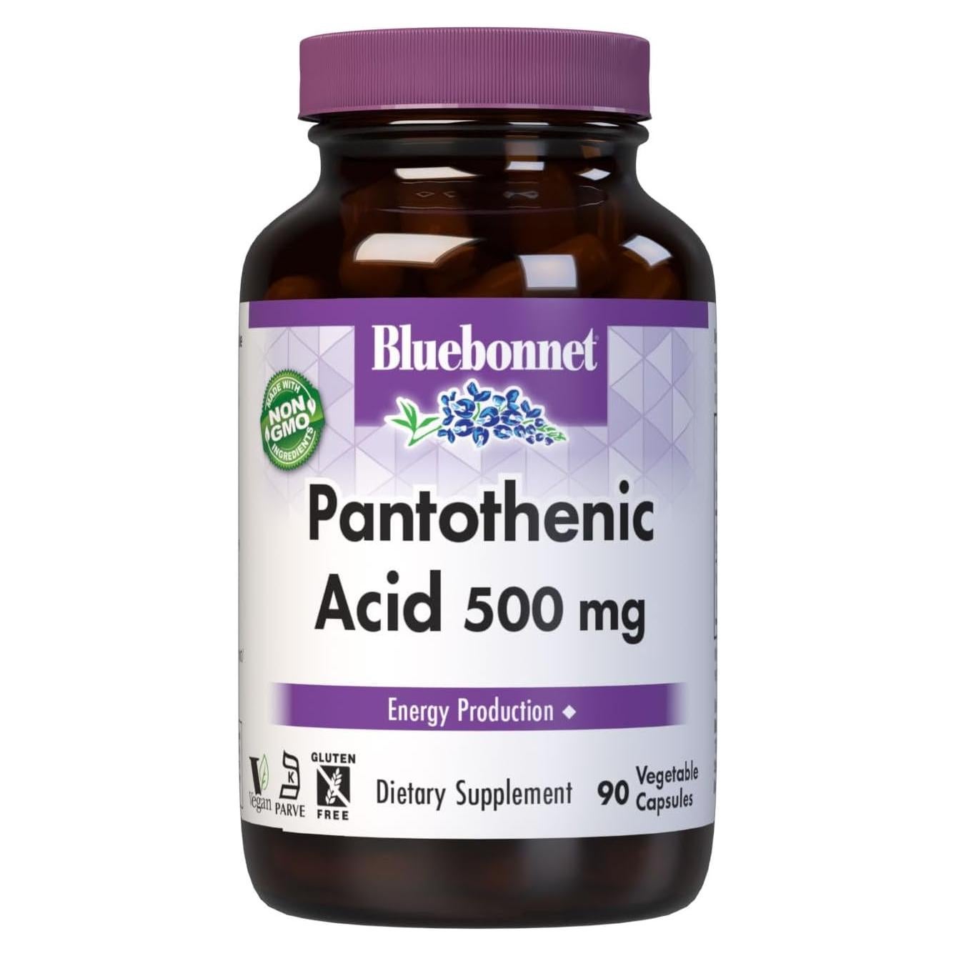 Ácido Pantoténico BlueBonnet 500 mg 90 Cápsulas Vegetales
