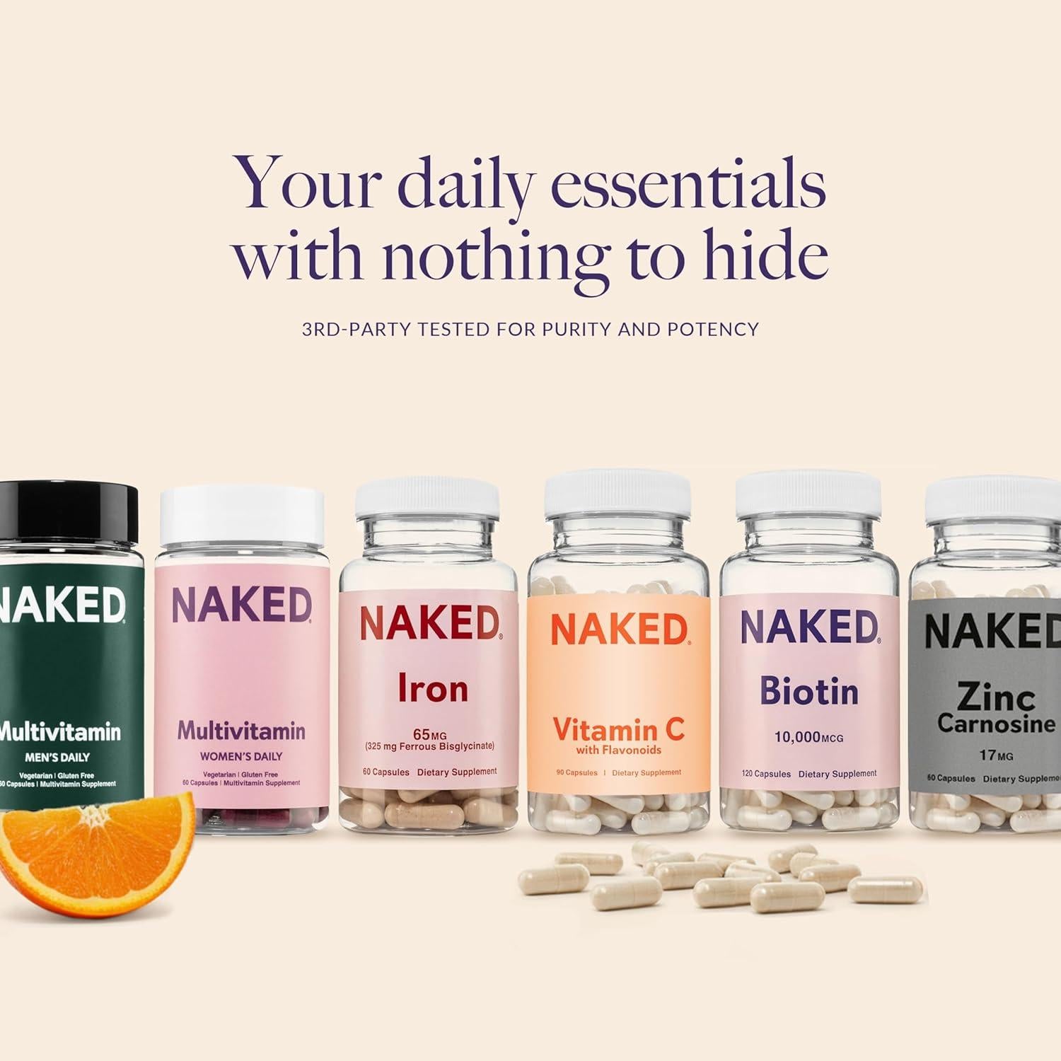 Suplemento de Biotina NAKED 10,000mcg - 120 Cápsulas Veganas