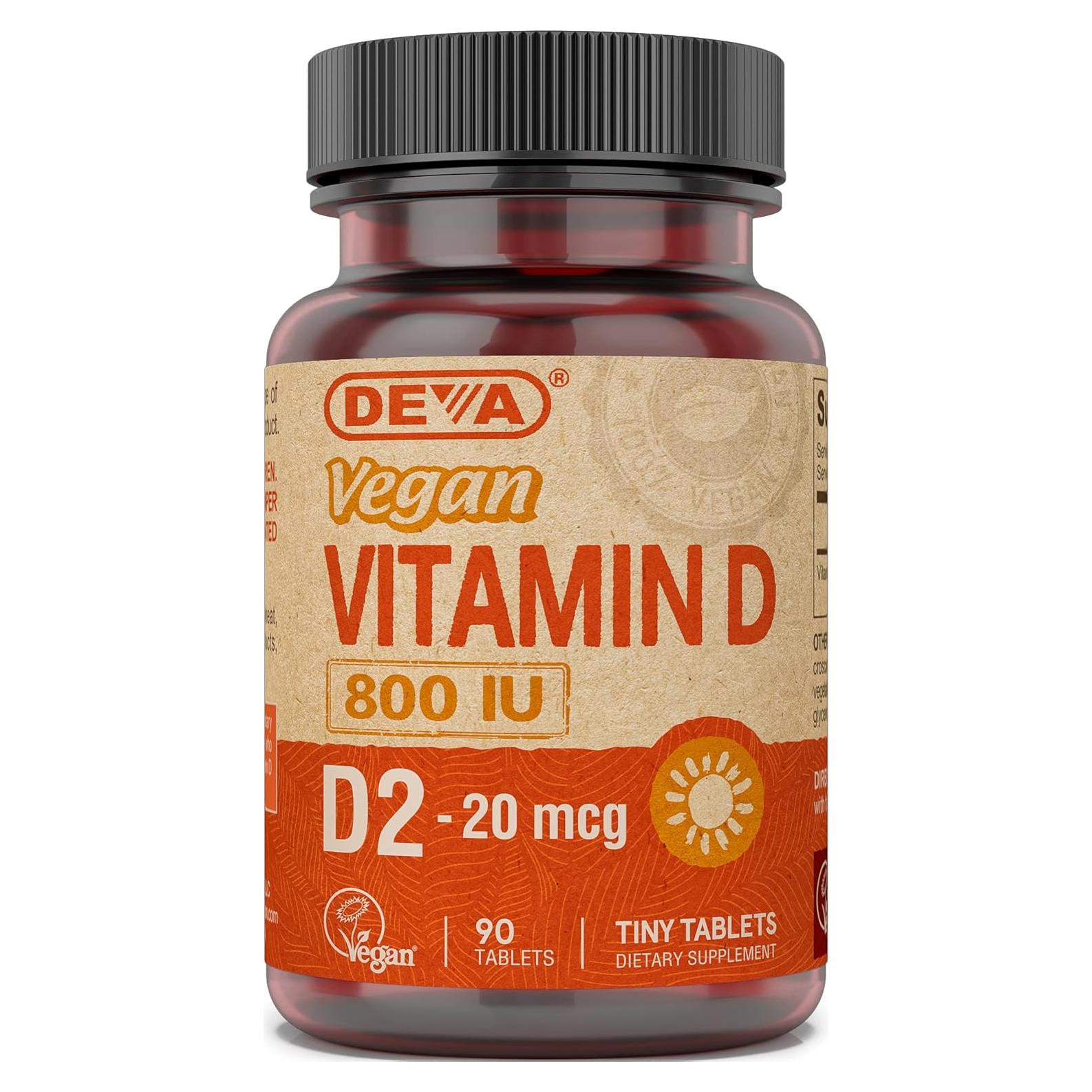 Suplemento de Vitamina D2 800 UI Deva Vegan 90 Tabletas