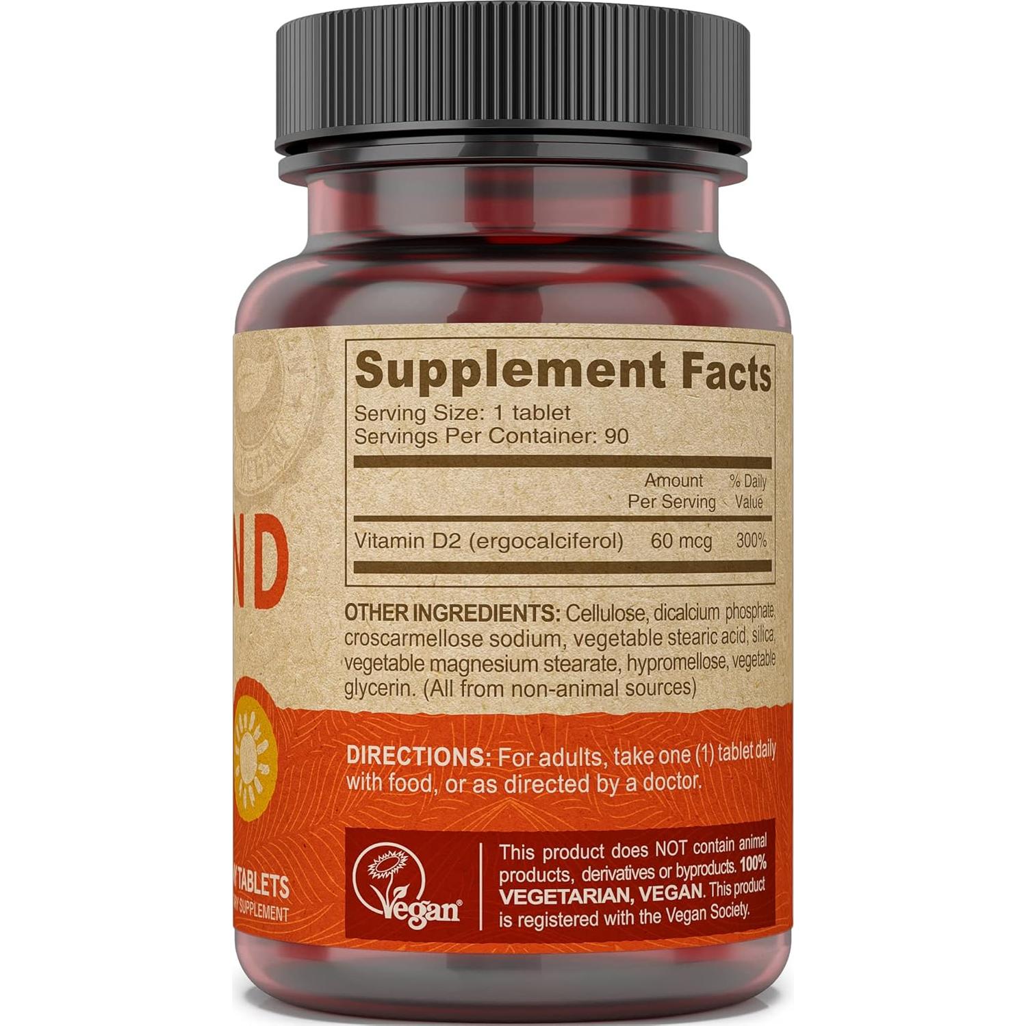 Suplemento de Vitamina D2 800 UI Deva Vegan 90 Tabletas