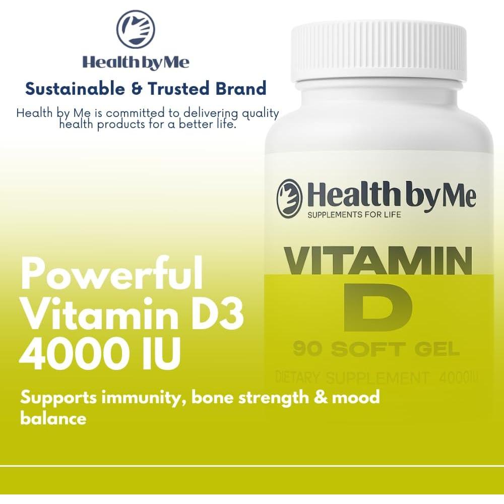 Suplemento Vitamina D3 4000 UI Health By Me - 90 Gelatinas Blandas