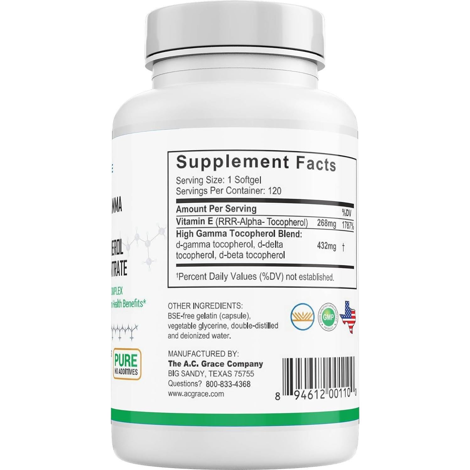 Geles Blandos UNIQUE E A.C. Grace 120 Unidades Vitamina E Natural