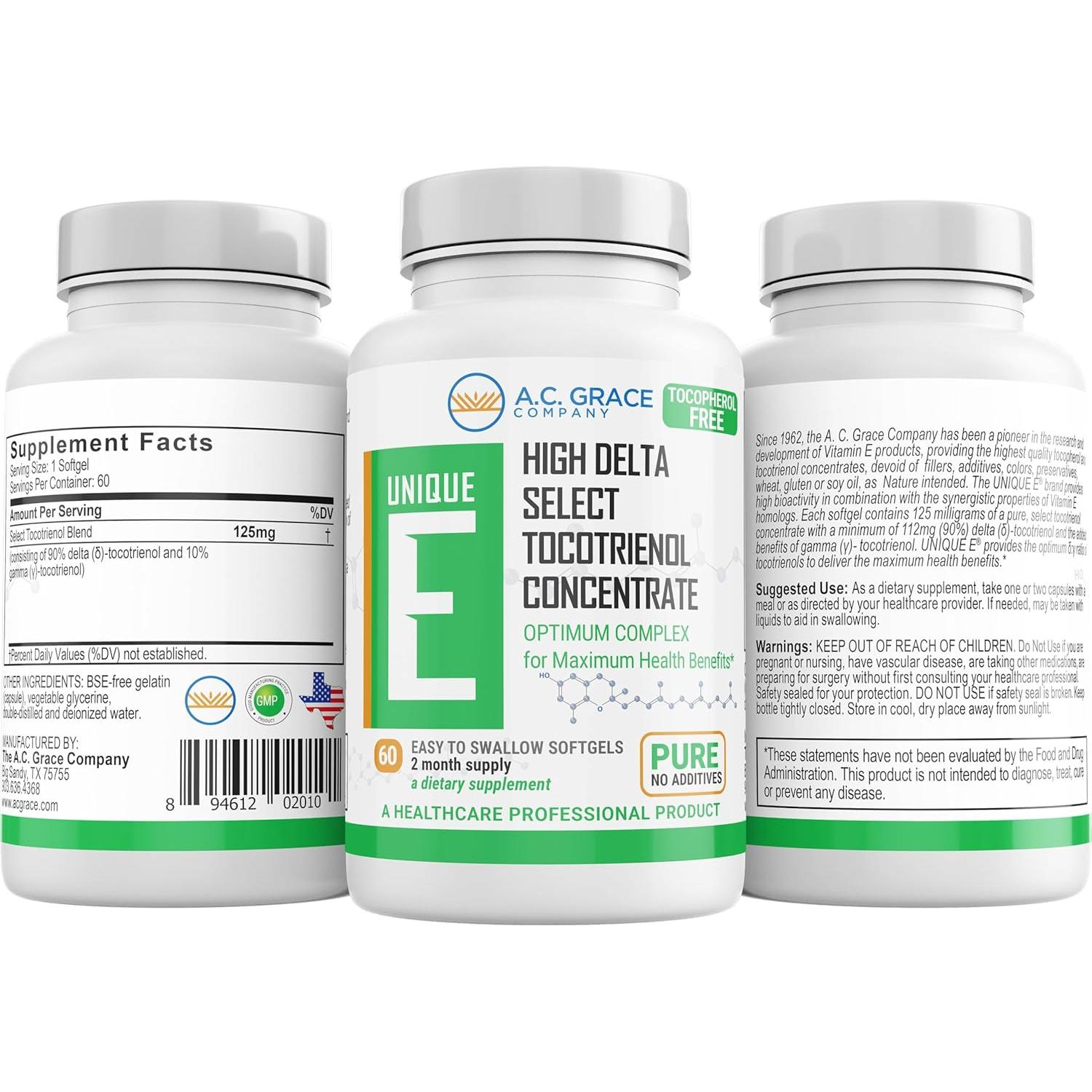 Tocotrienoles Unique E - 60 Softgels sin Tocopherol