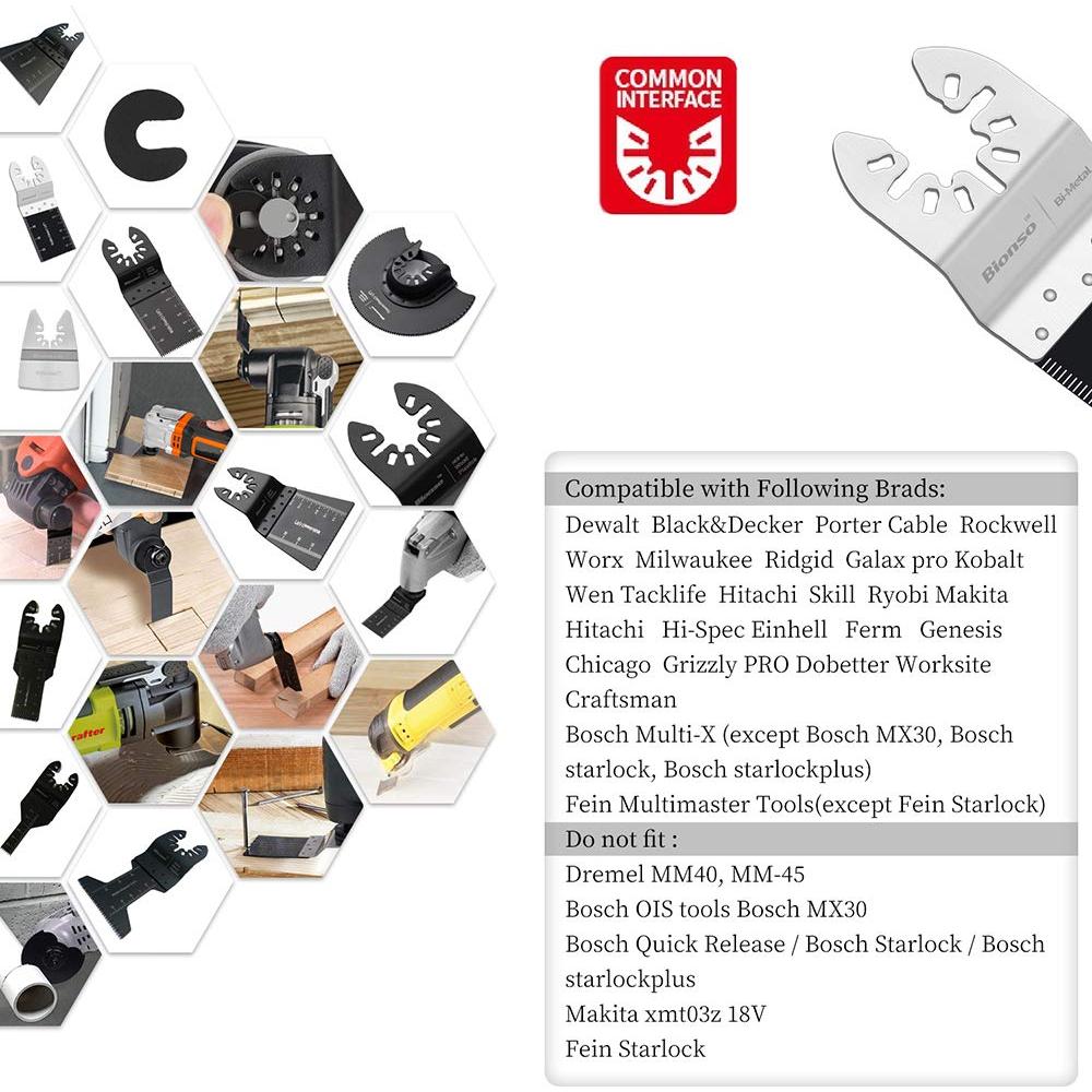 Kit de 35 Hojas de Sierra Oscilante Bionso JPTZ para Madera