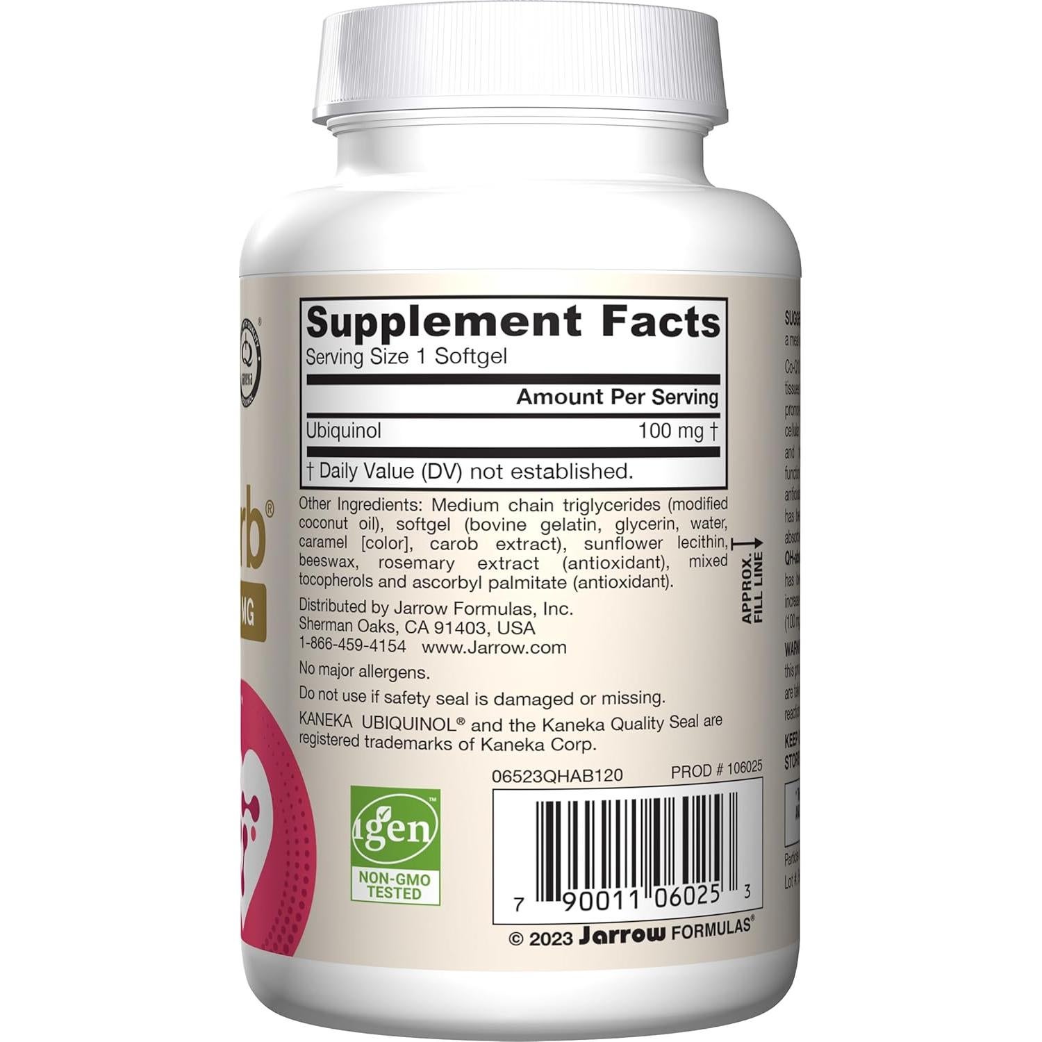 Suplemento Ubiquinol Jarrow Formulas QH-Absorb 100mg 120 Gelatinas