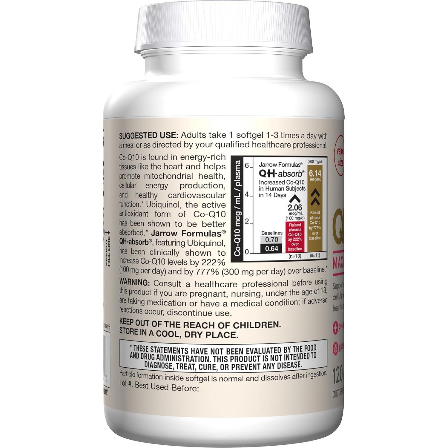 Suplemento Ubiquinol Jarrow Formulas QH-Absorb 100mg 120 Gelatinas