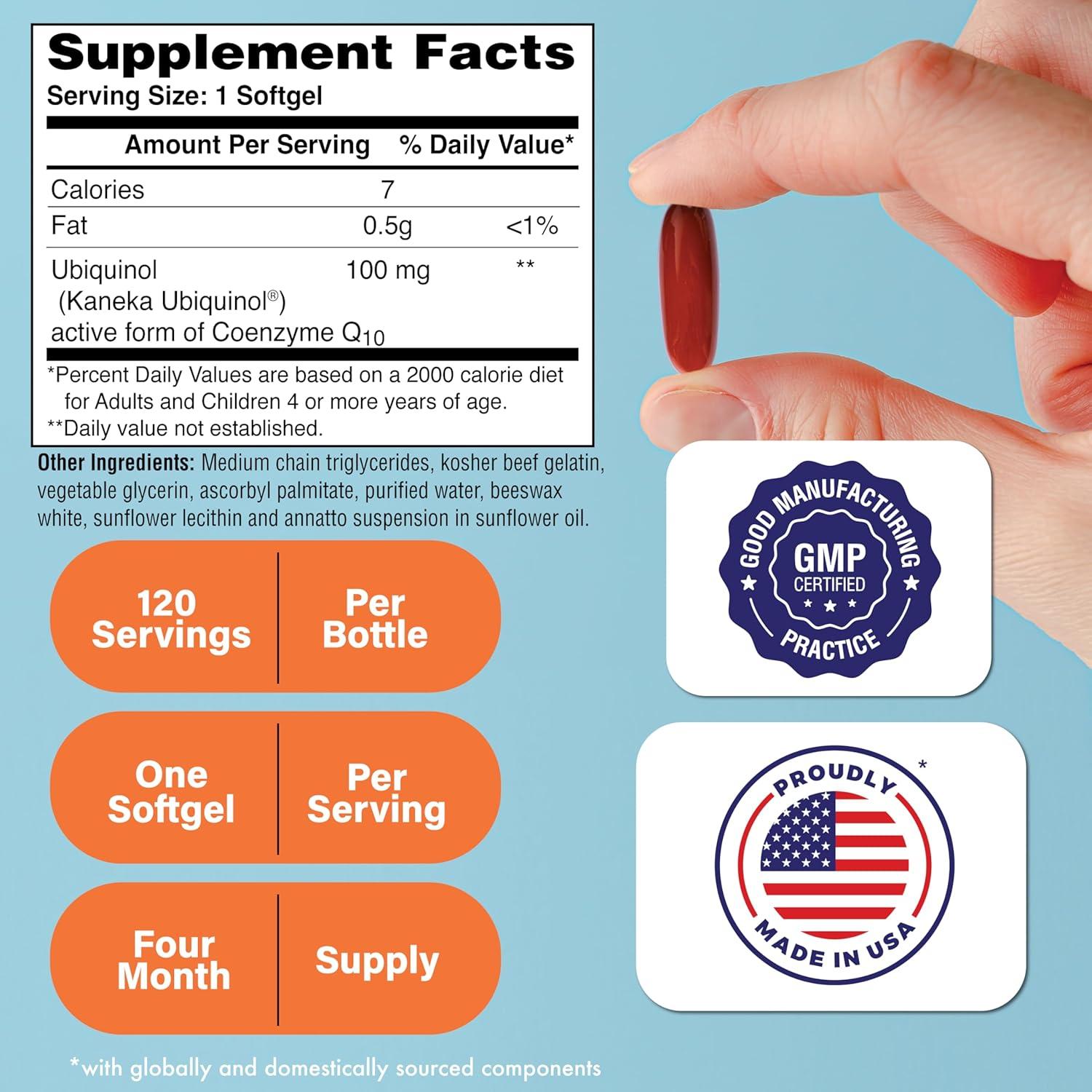 Ubiquinol 100mg Health Thru Nutrition 120 Softgels - CoQ10