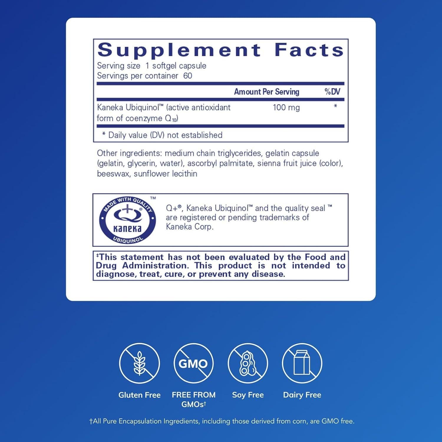 Suplemento Ubiquinol-QH 100 mg Pure Encapsulations - 60 Cápsulas