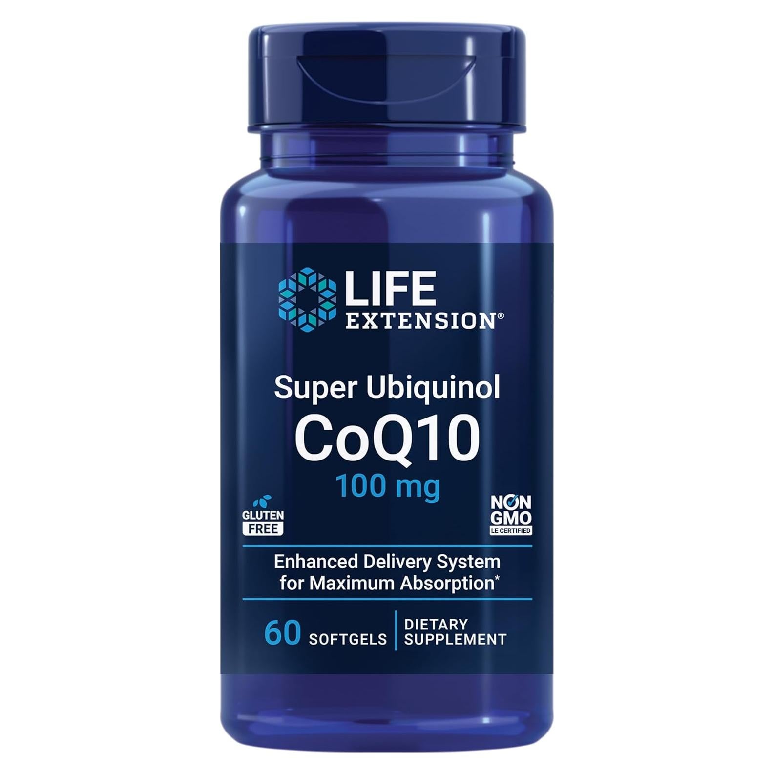 Suplemento CoQ10 Ubiquinol Life Extension 100 mg 60 geles