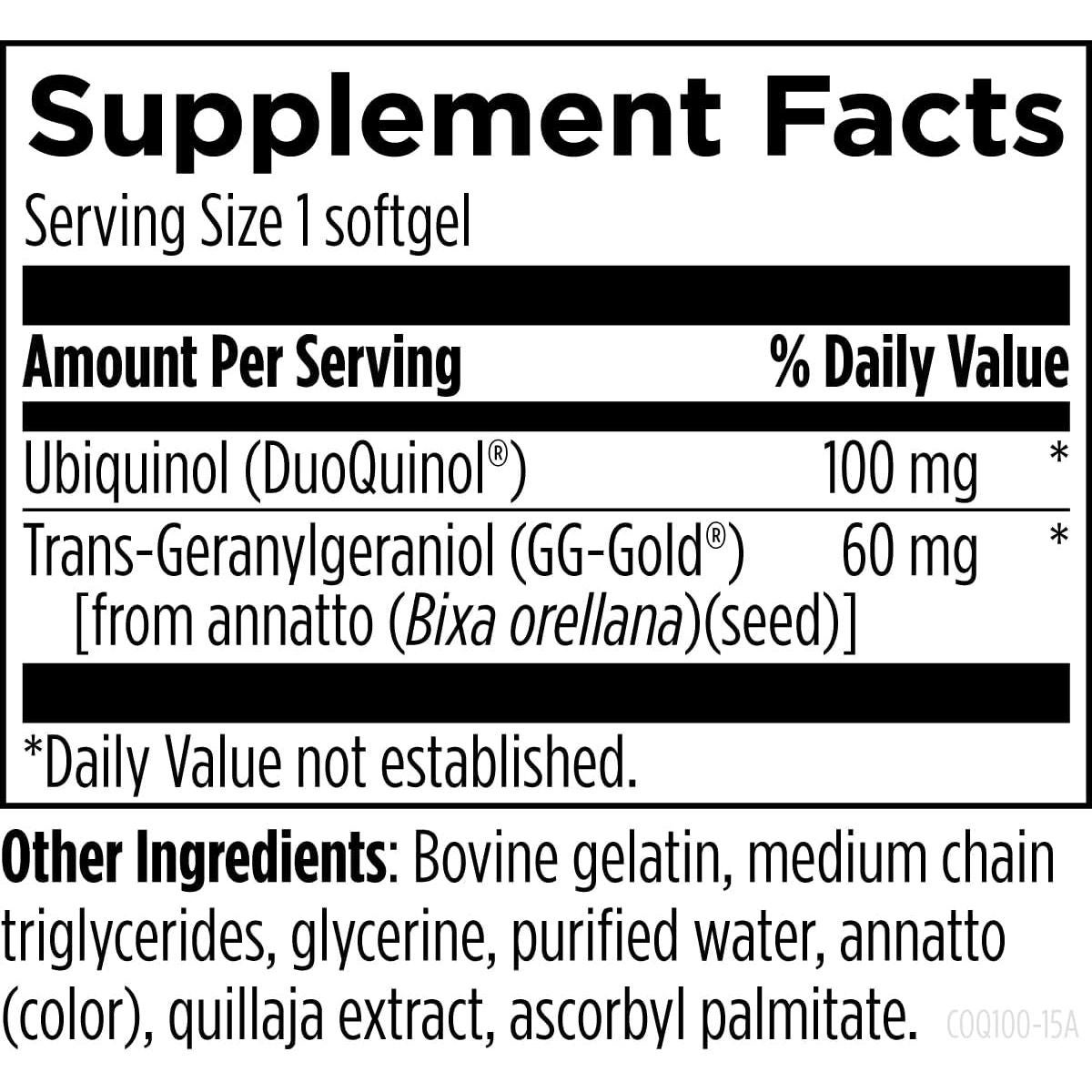 CoQnol 100mg Ubiquinol - Coenzima Q10 Alta Absorción 60 Gelatinas