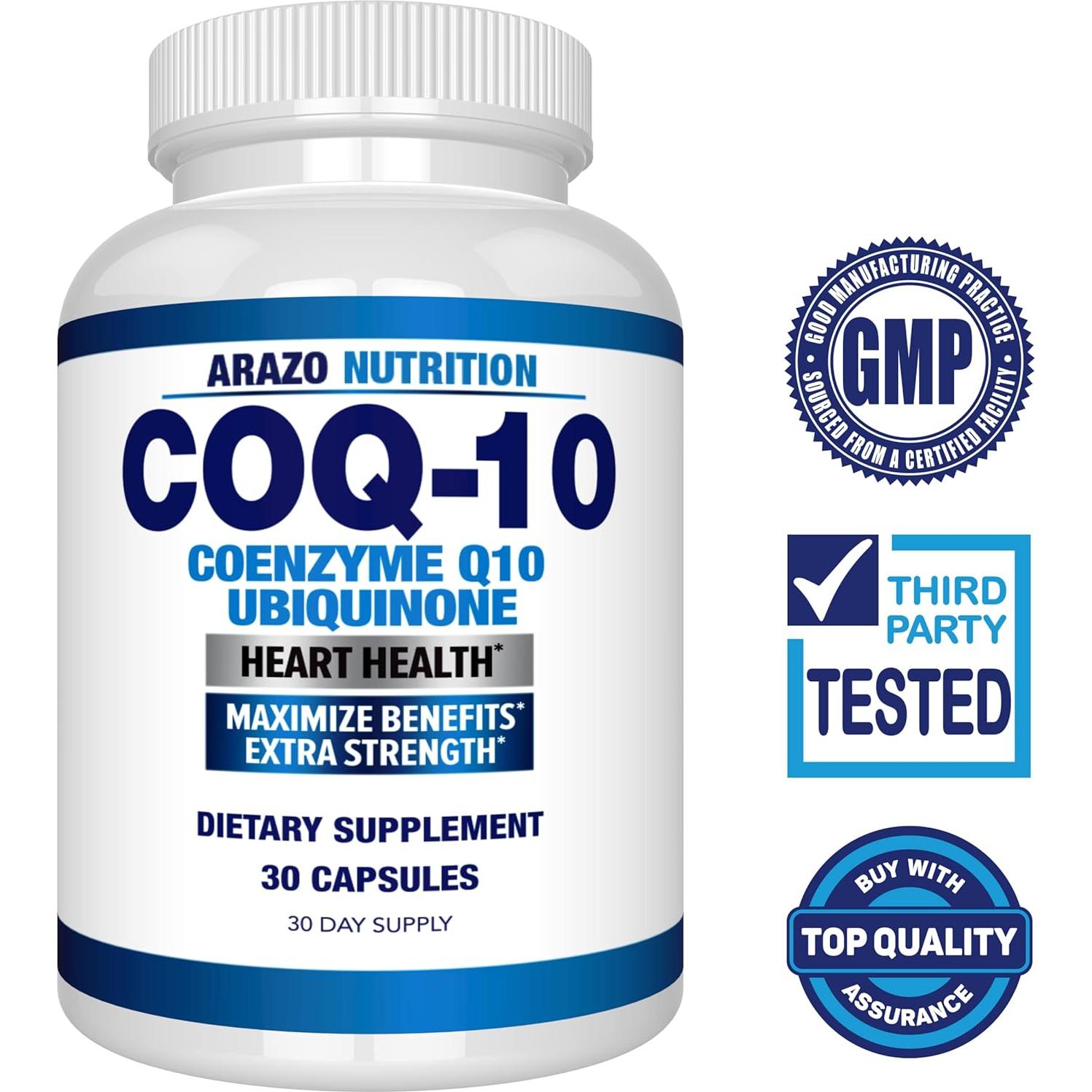 Suplemento CoQ10 Arazo Nutrition 200mg - 30 Cápsulas Antioxidante