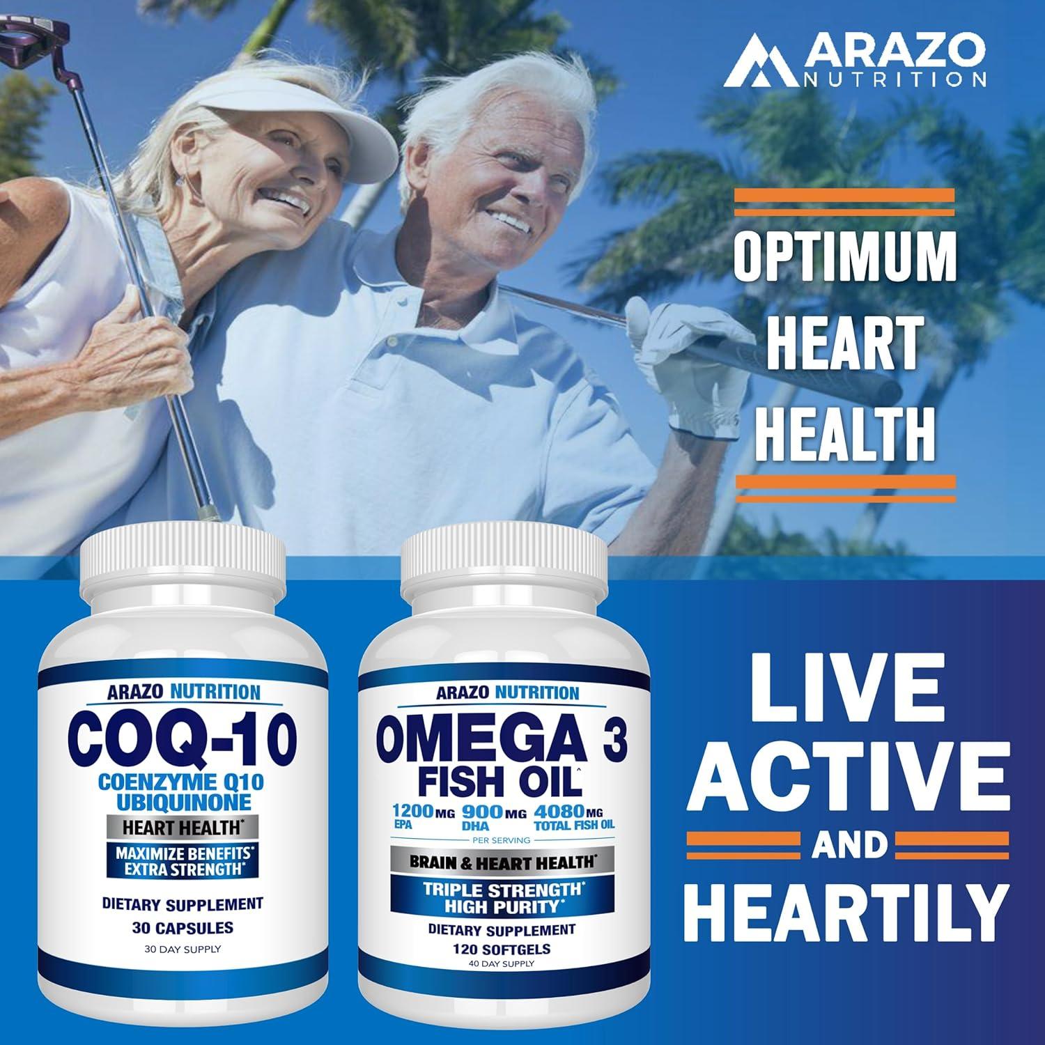 Suplemento CoQ10 Arazo Nutrition 200mg - 30 Cápsulas Antioxidante