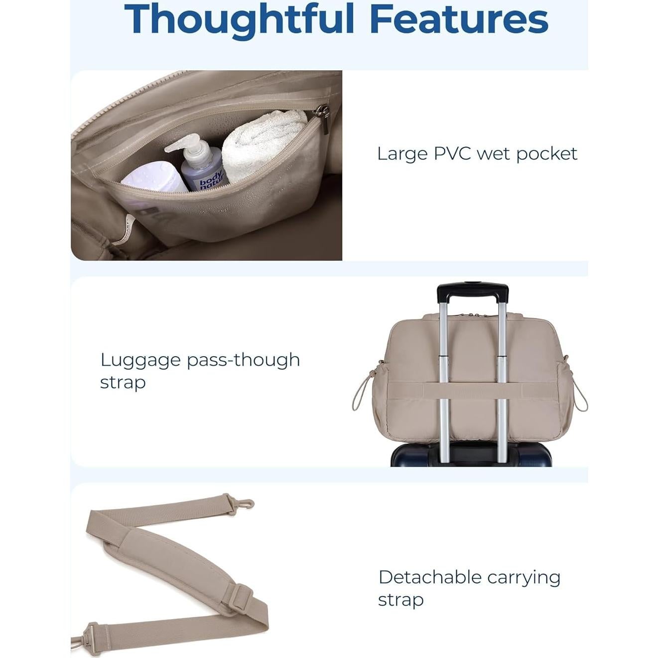 Bolsa de Gimnasio BAGSMART Mediana Camel Resistente al Agua