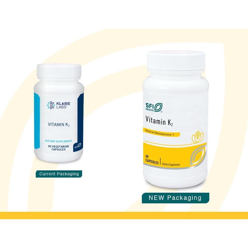 Vitamina K2 Klaire Labs MK-7 50 mcg 60 Cápsulas Sin Soja