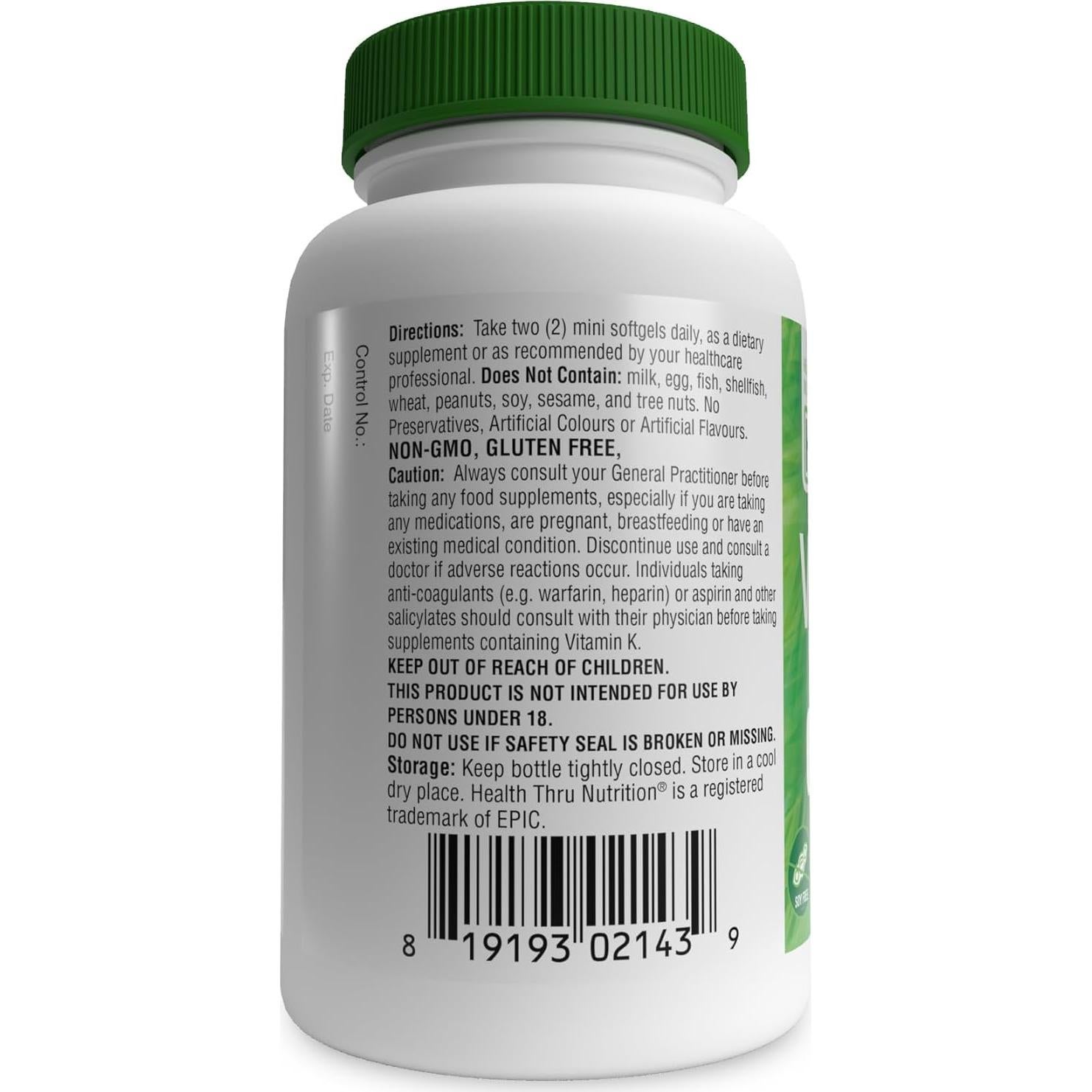 Vitamina K2 MK-7 100mcg Health Thru Nutrition 120 Softgels