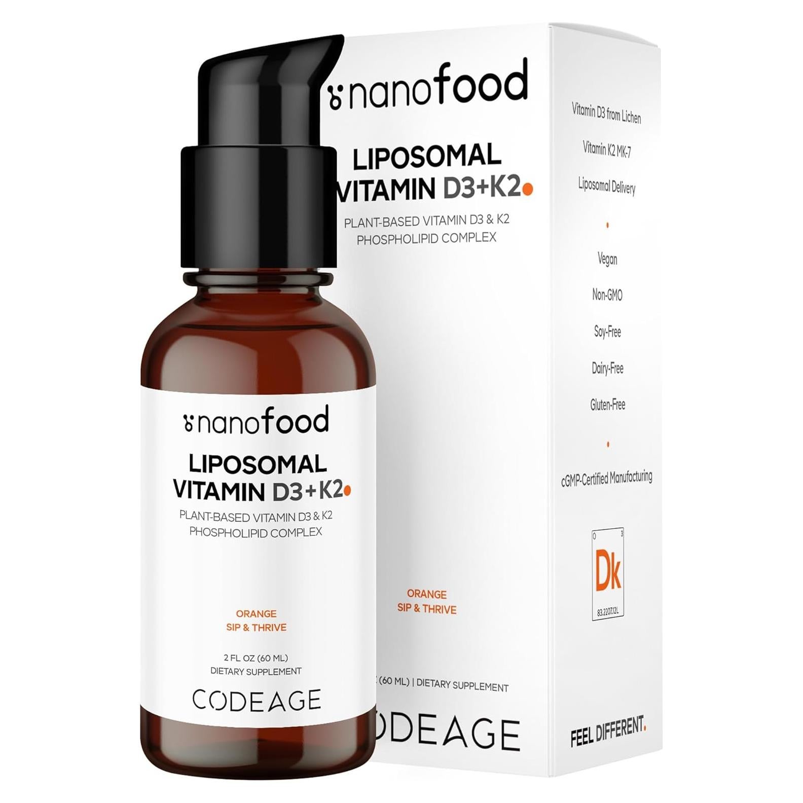Suplemento Líquido Vitamina D3 K2 Codeage 59 ml Vegano