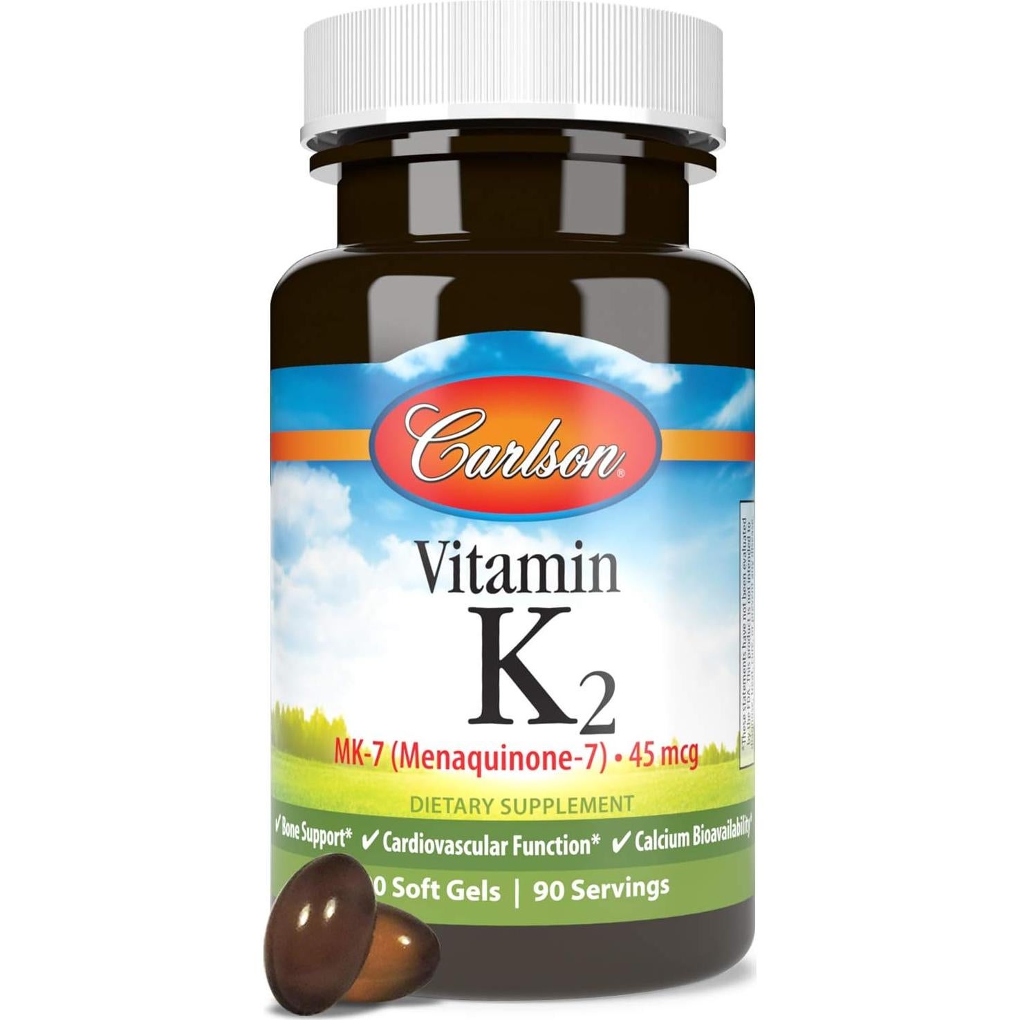 Carlson Vitamina K2 MK-7 45 mcg 90 Gelatinas Blandas