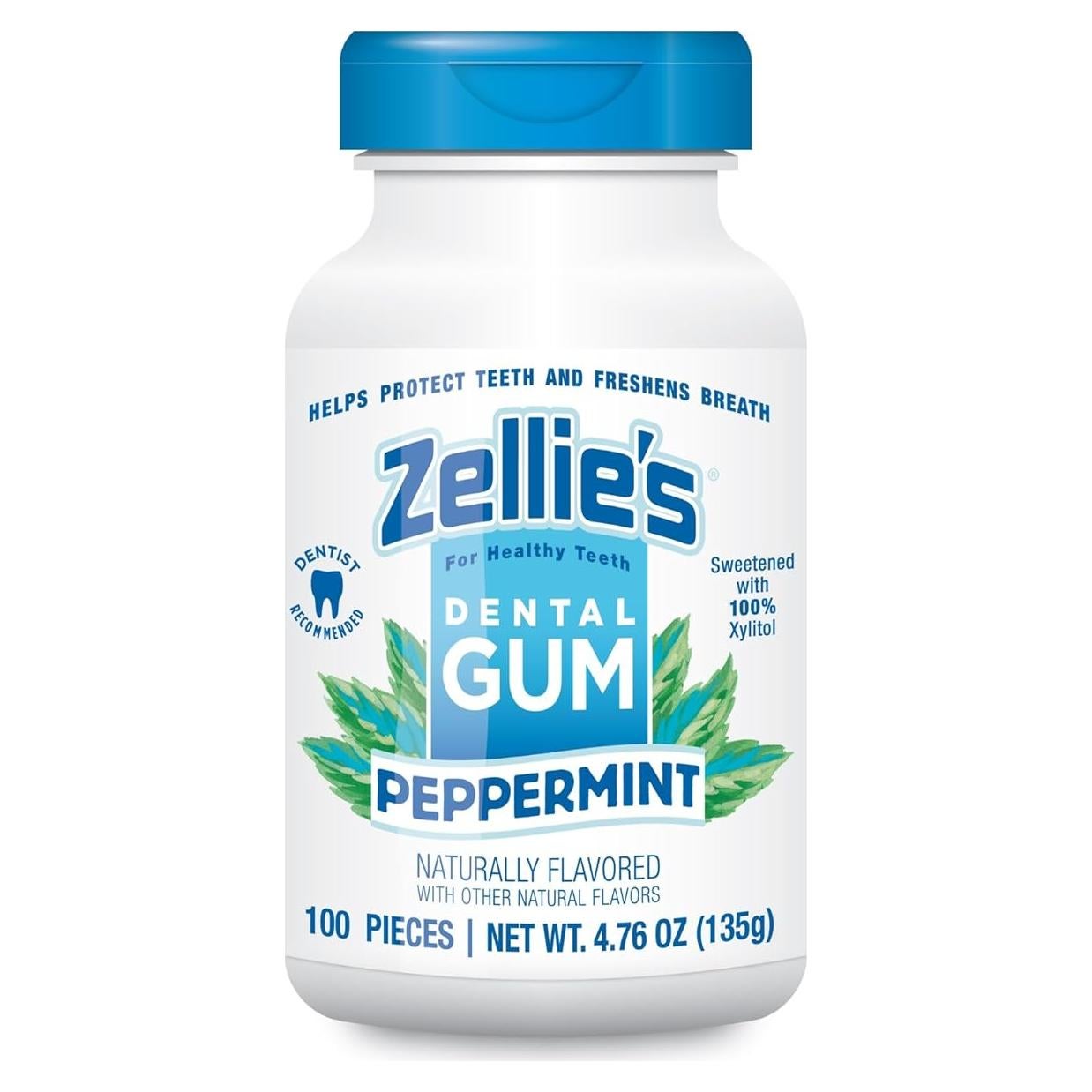 Chicle de Menta Zellie's 100% Xilitol Vegano 100 Unidades