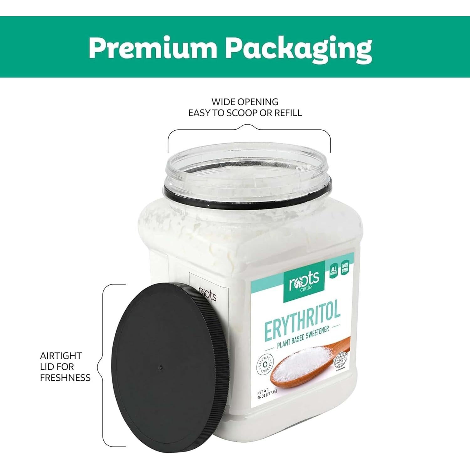 Edulcorante de Eritritol Roots Circle 737g - Sin Calorías, Natural