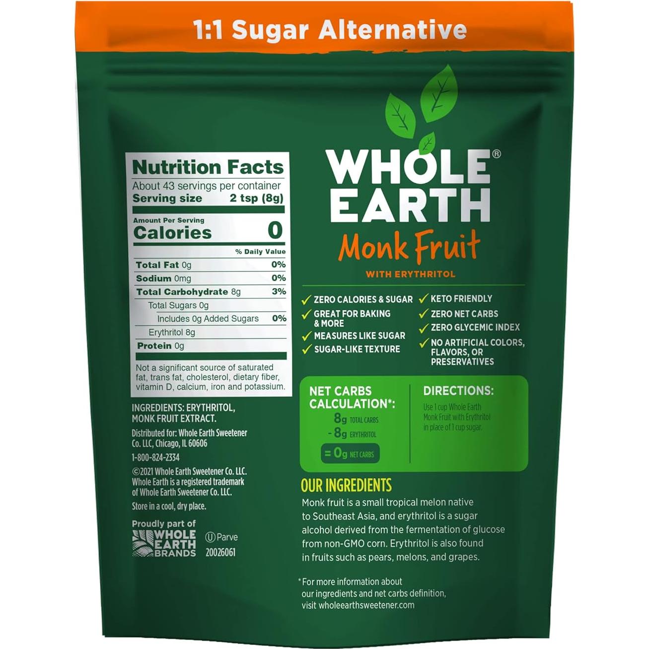Edulcorante Whole Earth de Fruta del Monje y Eritritol 354ml