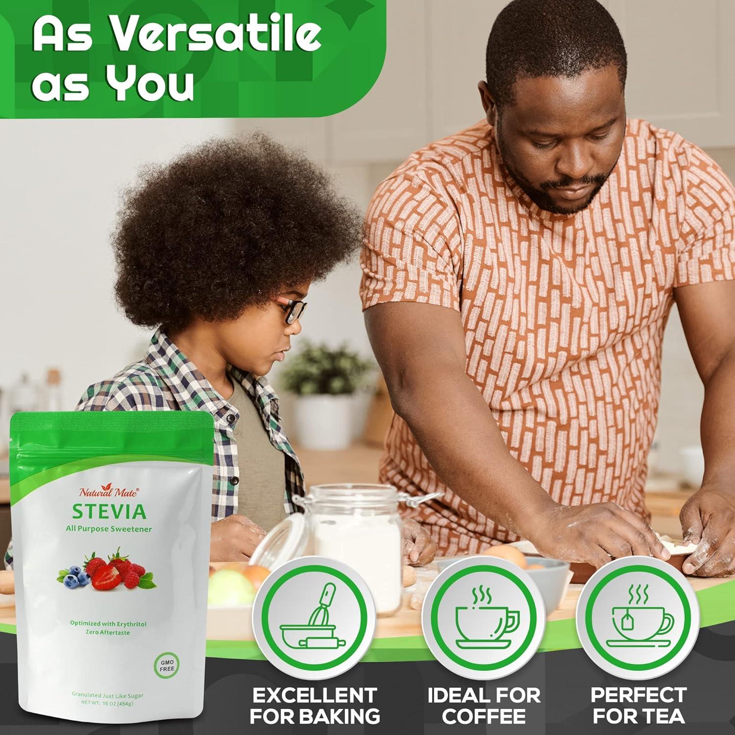 Endulzante Natural en Polvo Stevia y Eritritol 453g - Natural Mate