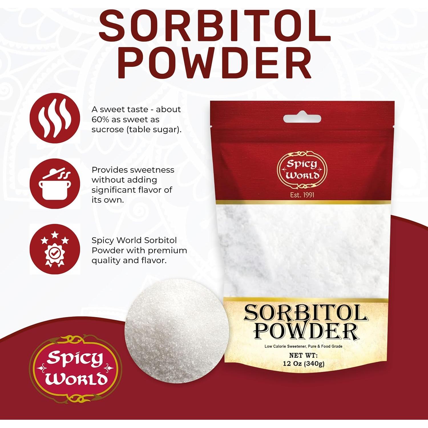 Polvo de Sorbitol 340g Spicy World - Edulcorante Bajo en Calorías