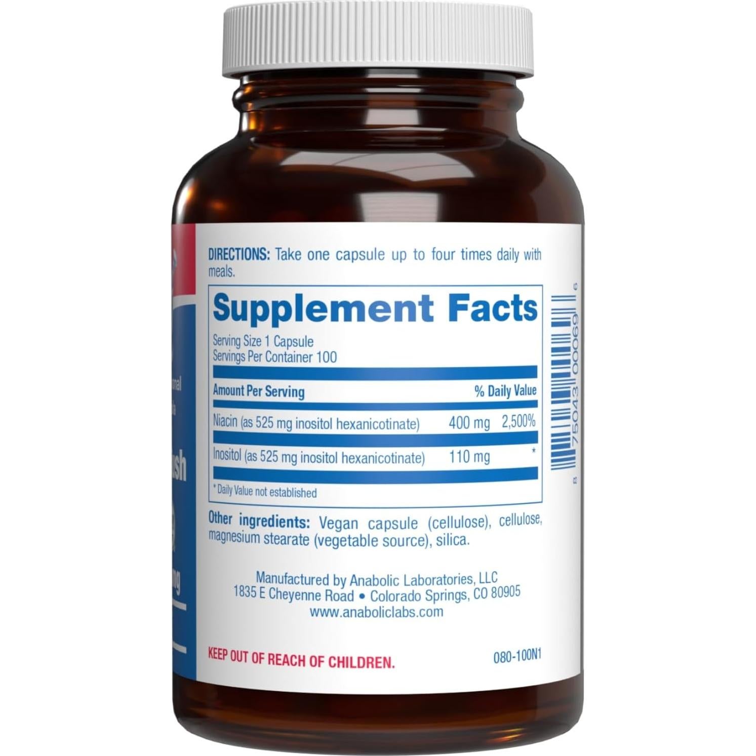 Vitamina B3 Niacina Sin Enrojecimiento Anabolic Labs 100 Porciones