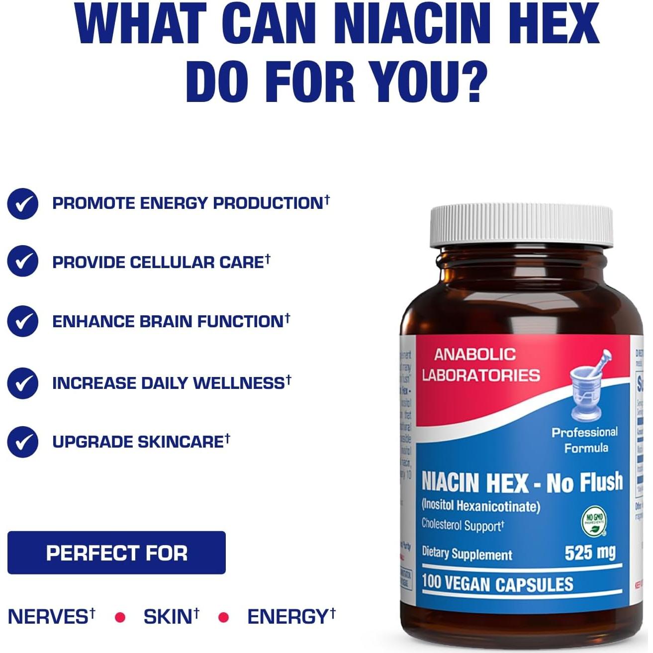 Vitamina B3 Niacina Sin Enrojecimiento Anabolic Labs 100 Porciones