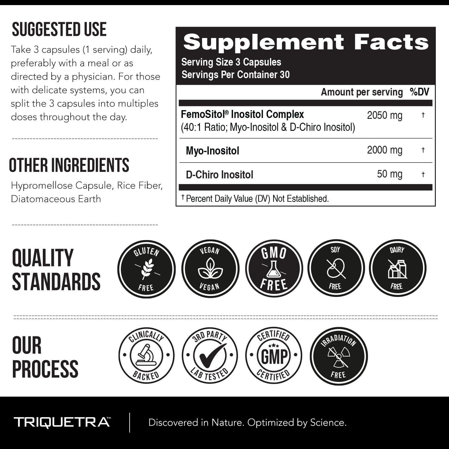 Suplemento de Myo-Inositol y D-Chiro Inositol FemoSitol 90 Cápsulas