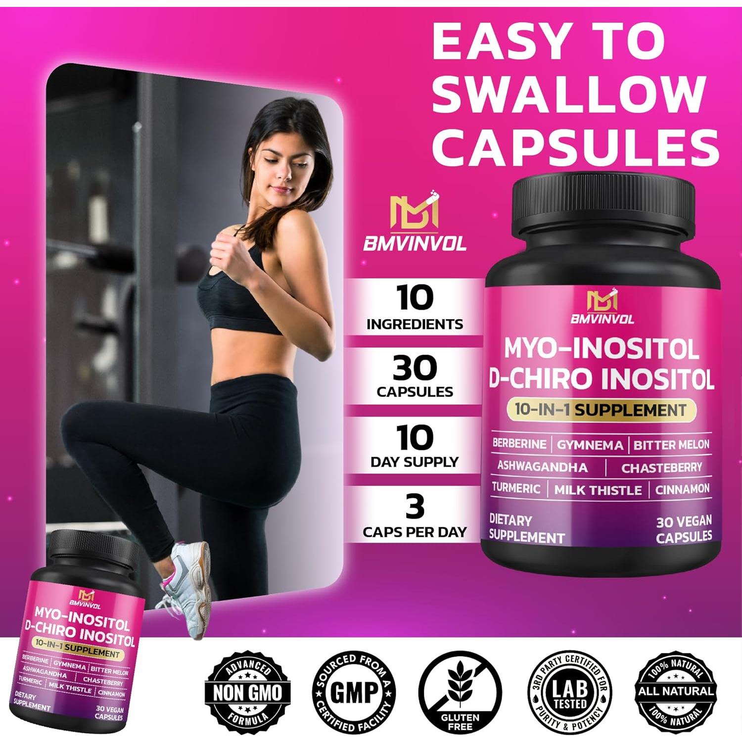 Suplemento de Inositol BMVINVOL 30 Cápsulas - 40:1 Myo-Inositol