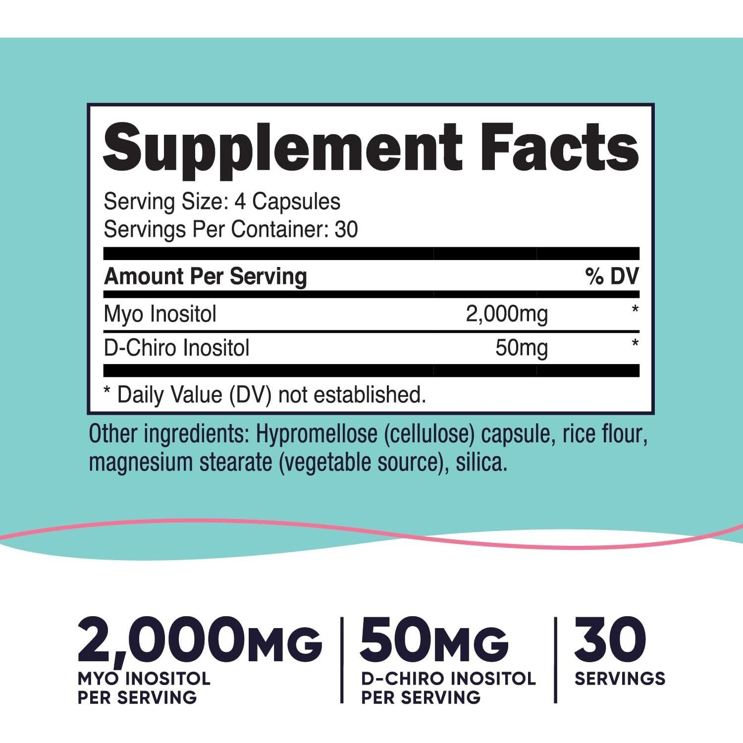 Nutricost Myo Inositol y D-Chiro Inositol 2000mg 120 Cápsulas