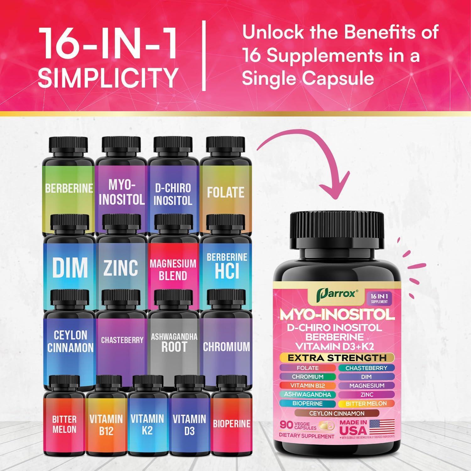 Suplemento Parrox 16 en 1 Myo-Inositol 90 Cápsulas Veganas