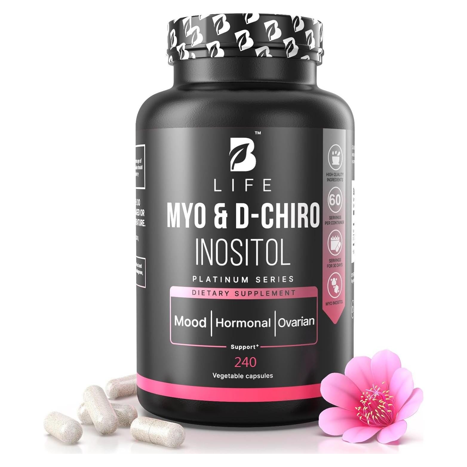 Suplemento de Inositol Myo y D-Chiro 40:1 b Life 240 Cápsulas