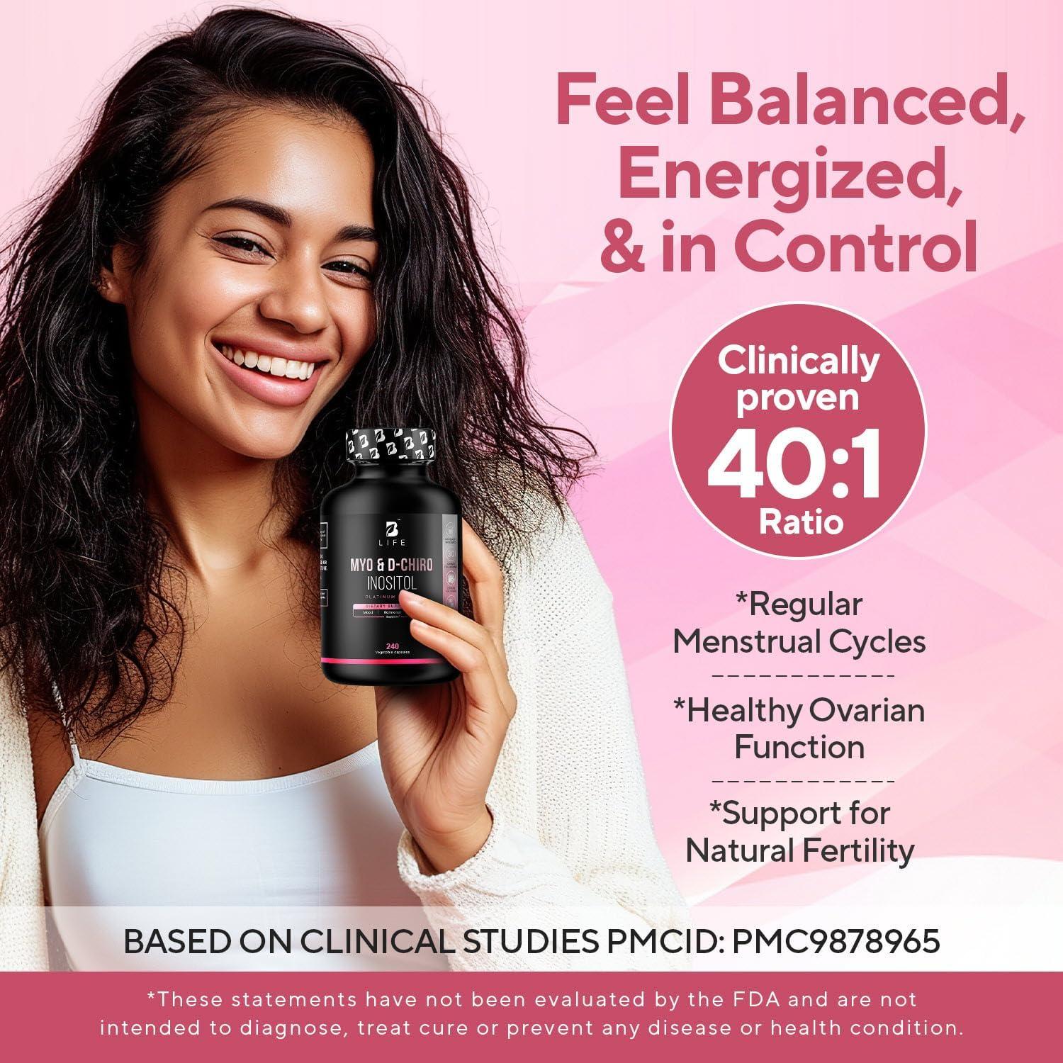 Suplemento de Inositol Myo y D-Chiro 40:1 b Life 240 Cápsulas