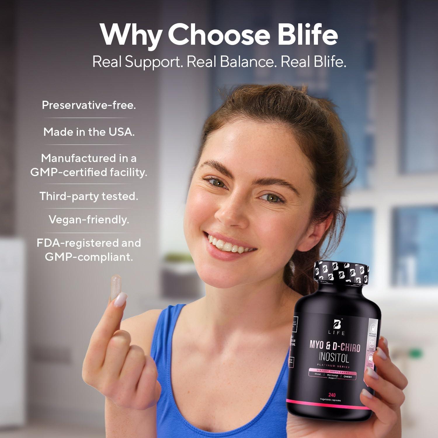 Suplemento de Inositol Myo y D-Chiro 40:1 b Life 240 Cápsulas