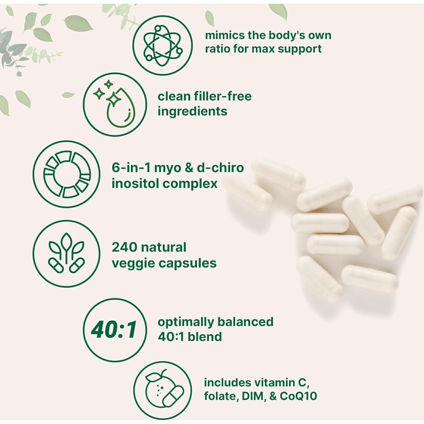 Myo-Inositol y D-Chiro Inositol 2050mg - 240 Cápsulas Vegetales
