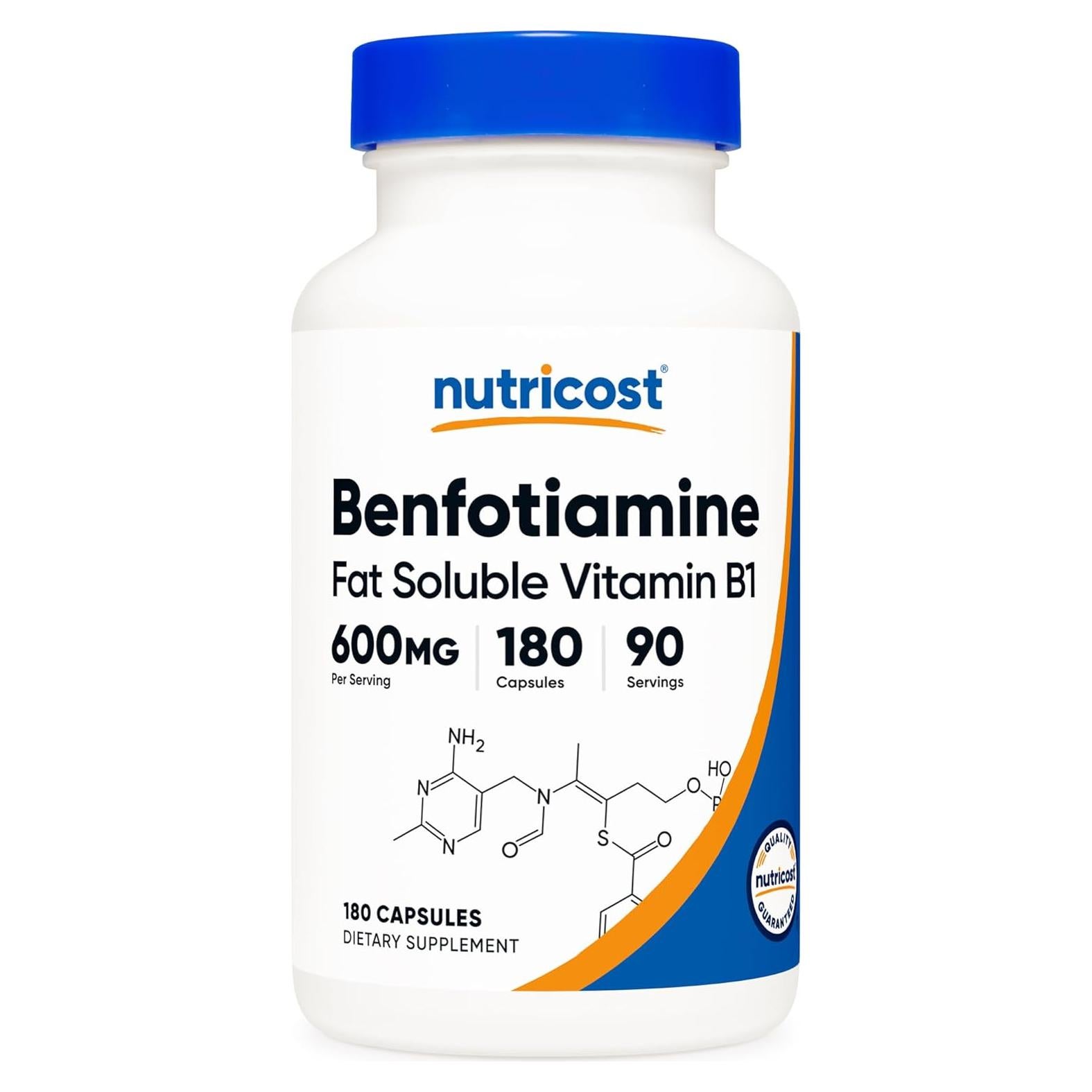 Nutricost Benfotiamina 600 mg 180 Cápsulas Veganas Sin Gluten