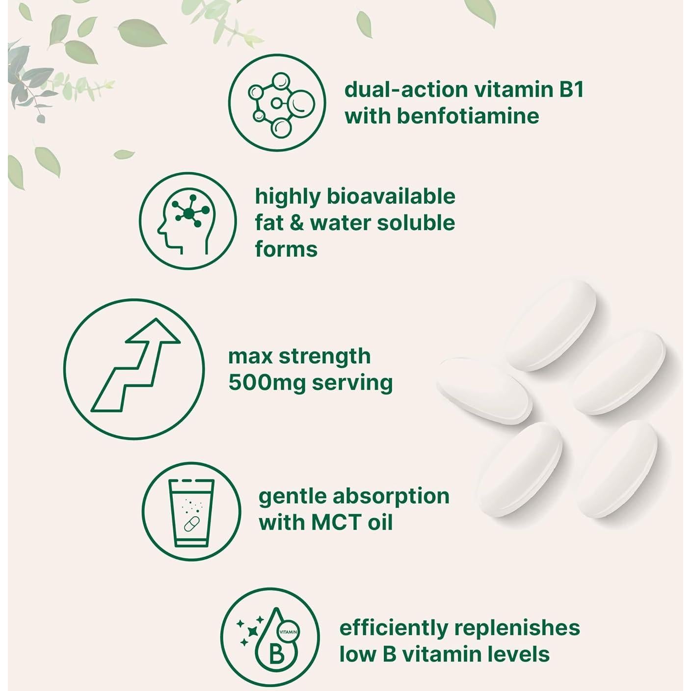 Vitamina B1 500mg Micro Ingredients con Benfotiamina 240 Gelatinas