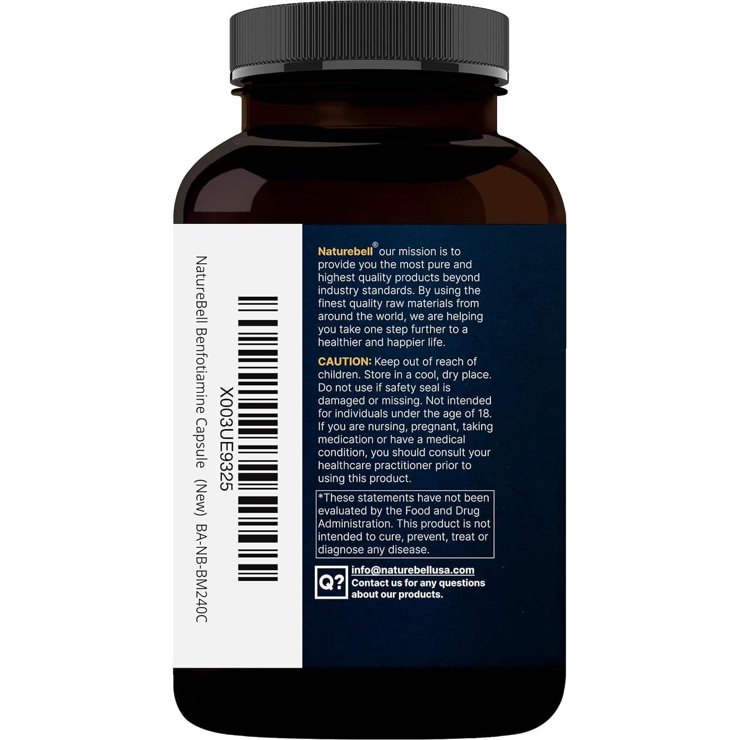 NatureBell Benfotiamina 300mg y Tiamina 100mg - 240 Cápsulas Vegetales