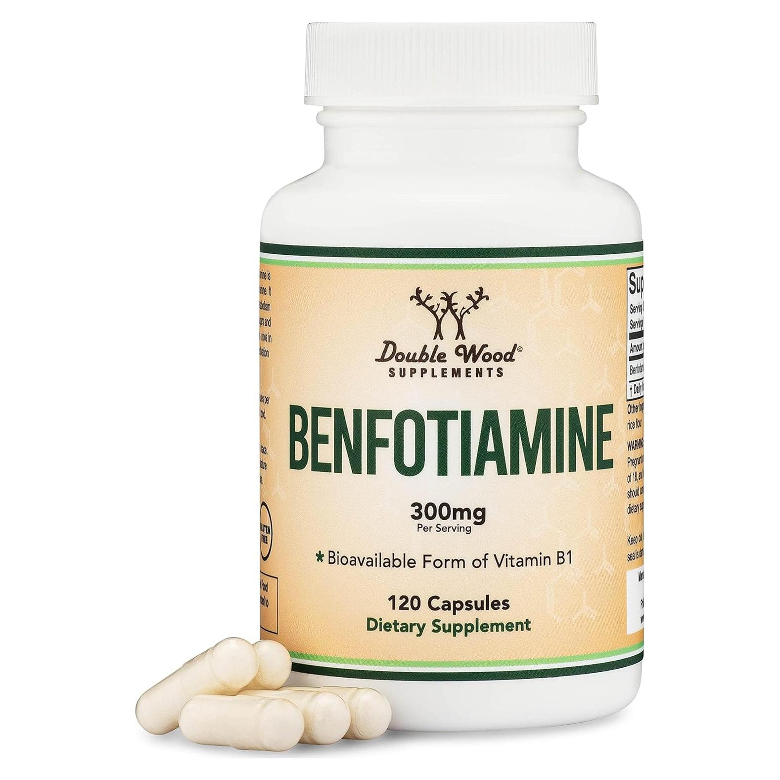 Benfotiamina 300mg Double Wood - 120 Cápsulas Veganas