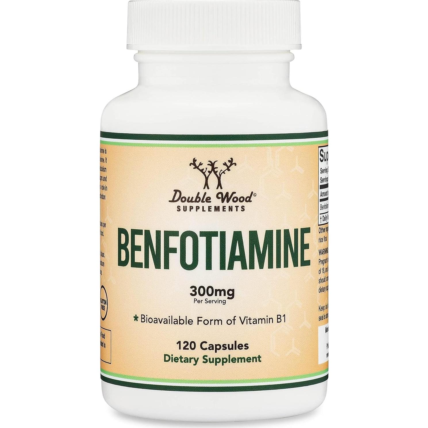 Benfotiamina 300mg Double Wood - 120 Cápsulas Veganas