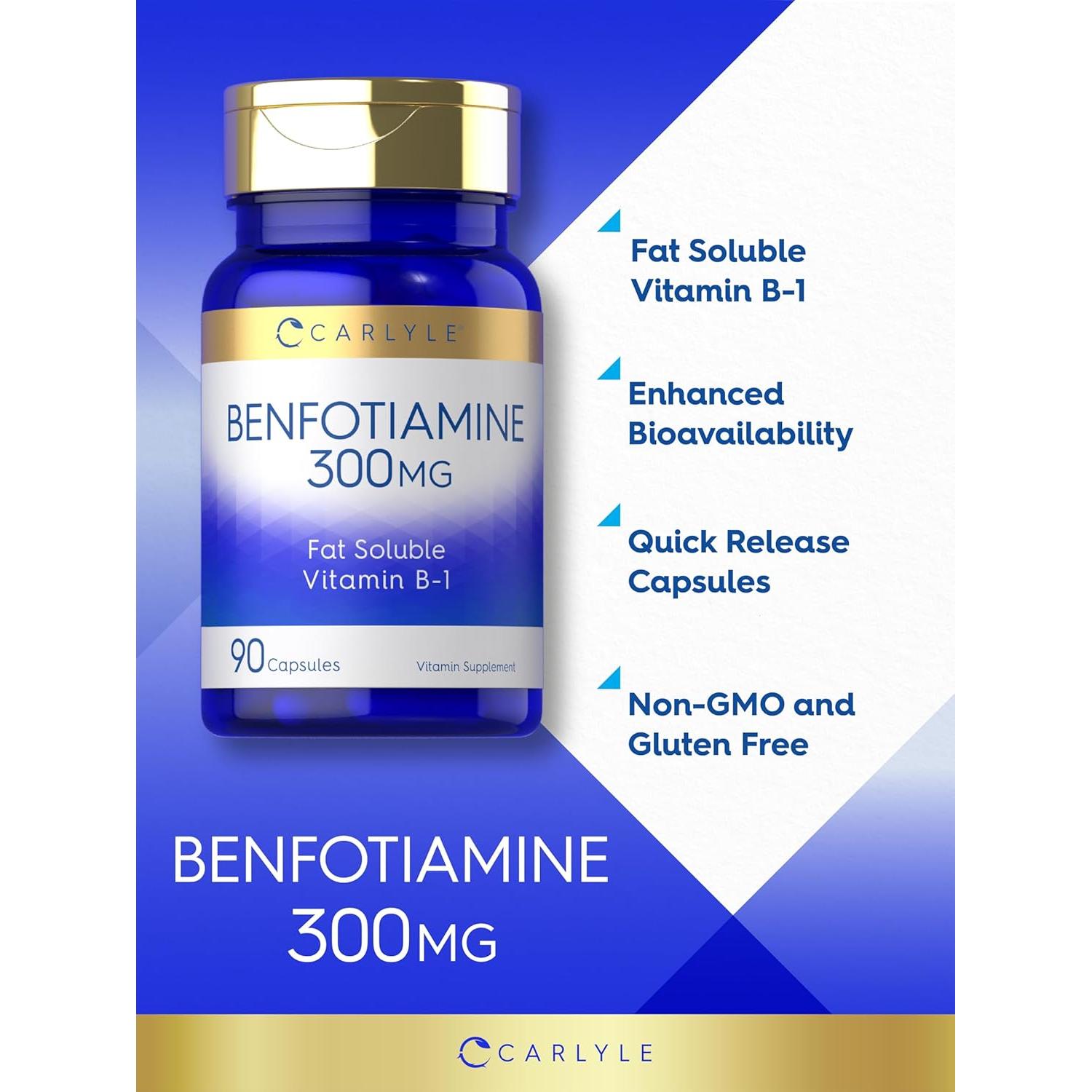 Cápsulas de Benfotiamina 300mg Carlyle | 90 Unidades | Vitamina B1