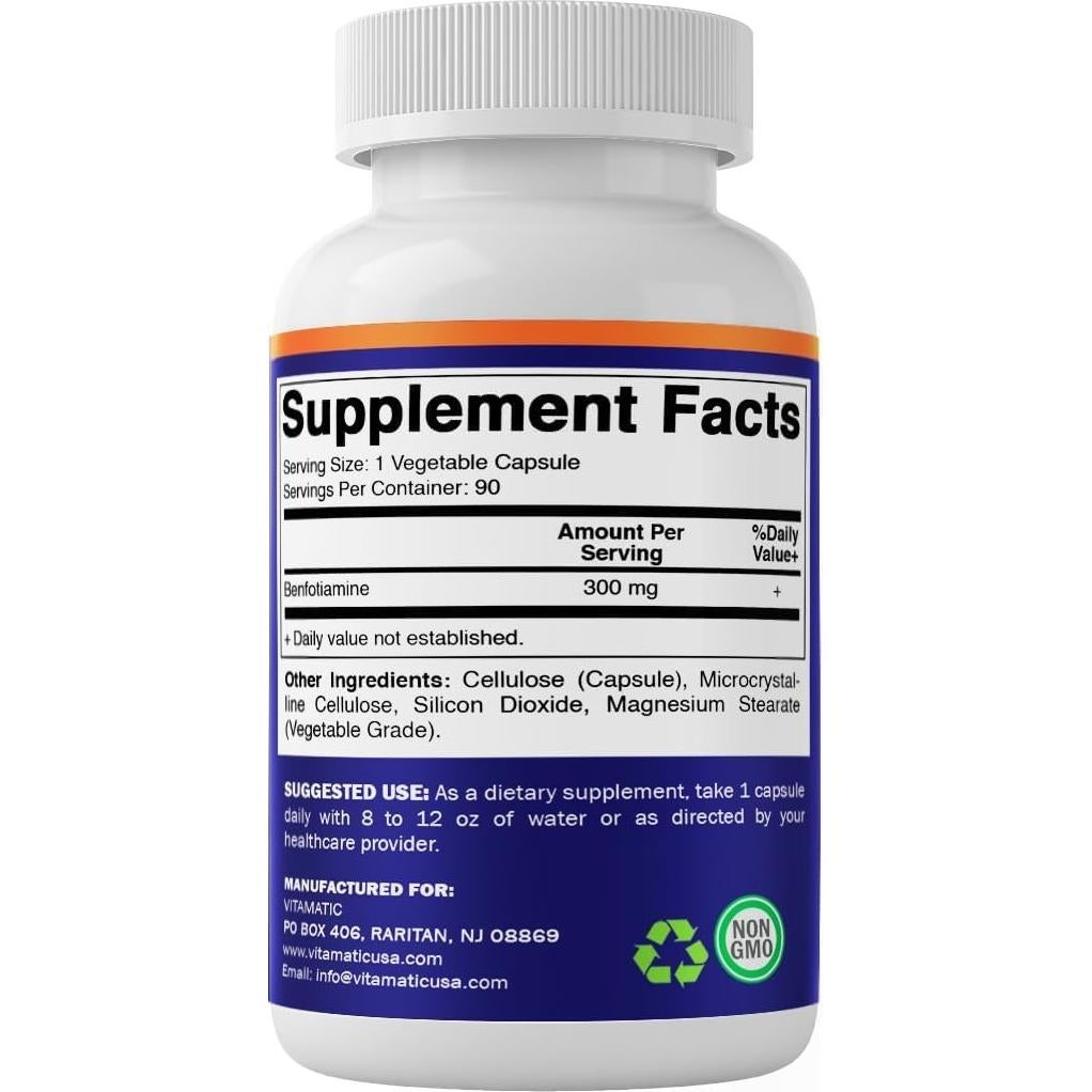 Vitamatic Benfotiamina 300 mg 90 Cápsulas Vegetarianas