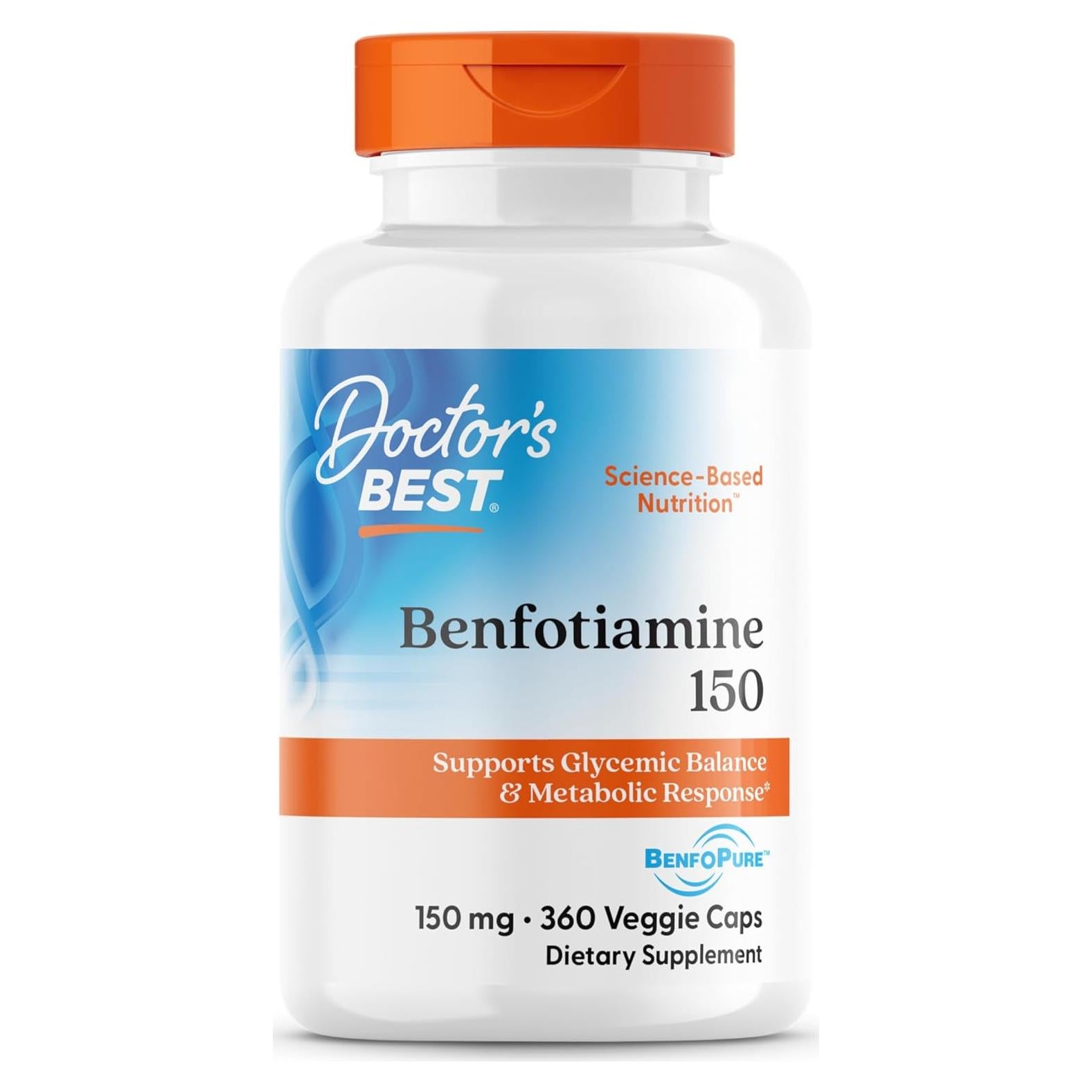 Benfotiamina Doctor's Best 150 mg 360 Cápsulas Veganas
